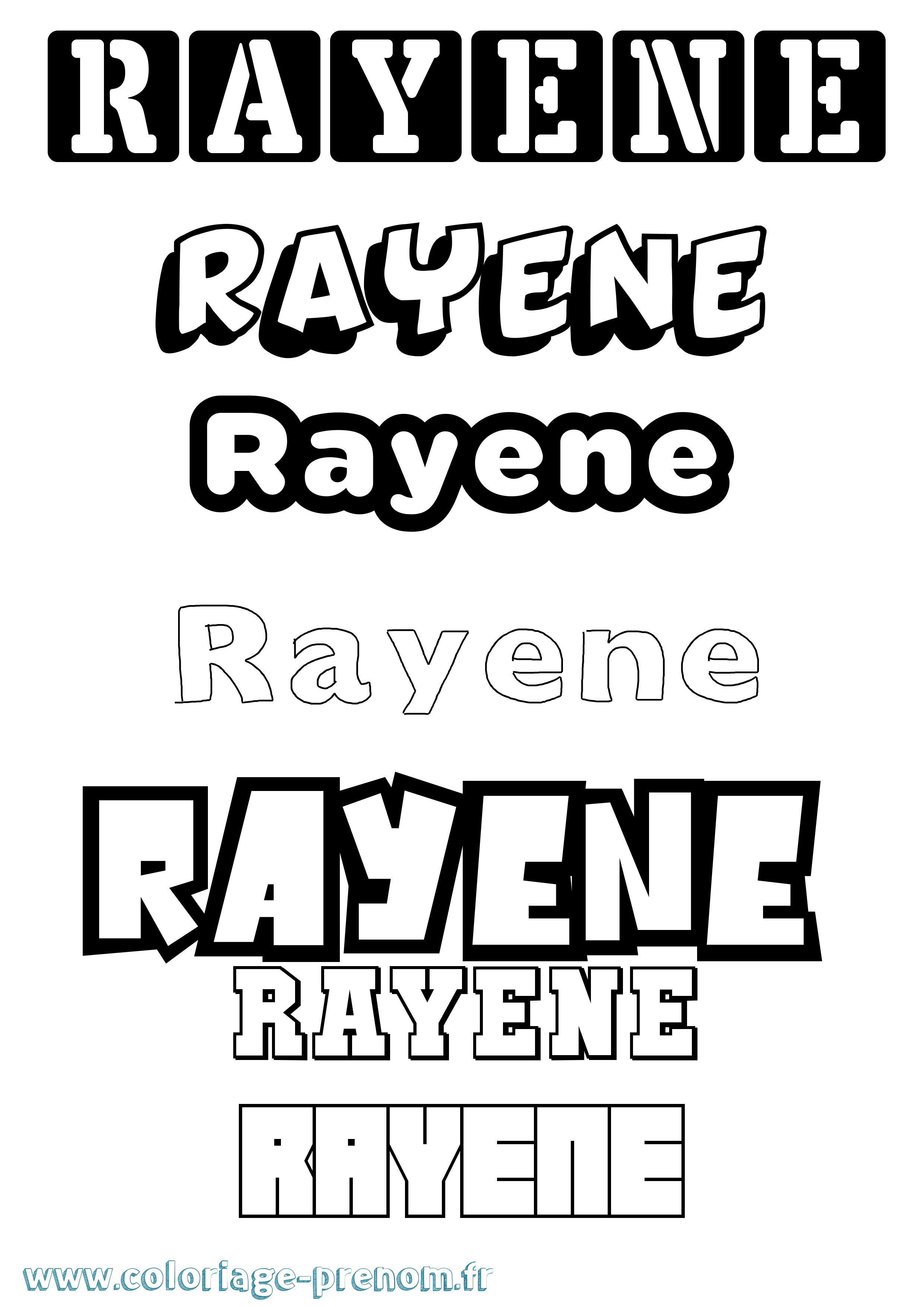 Coloriage Rayene Simple Coloriage prénom Rayene Simple