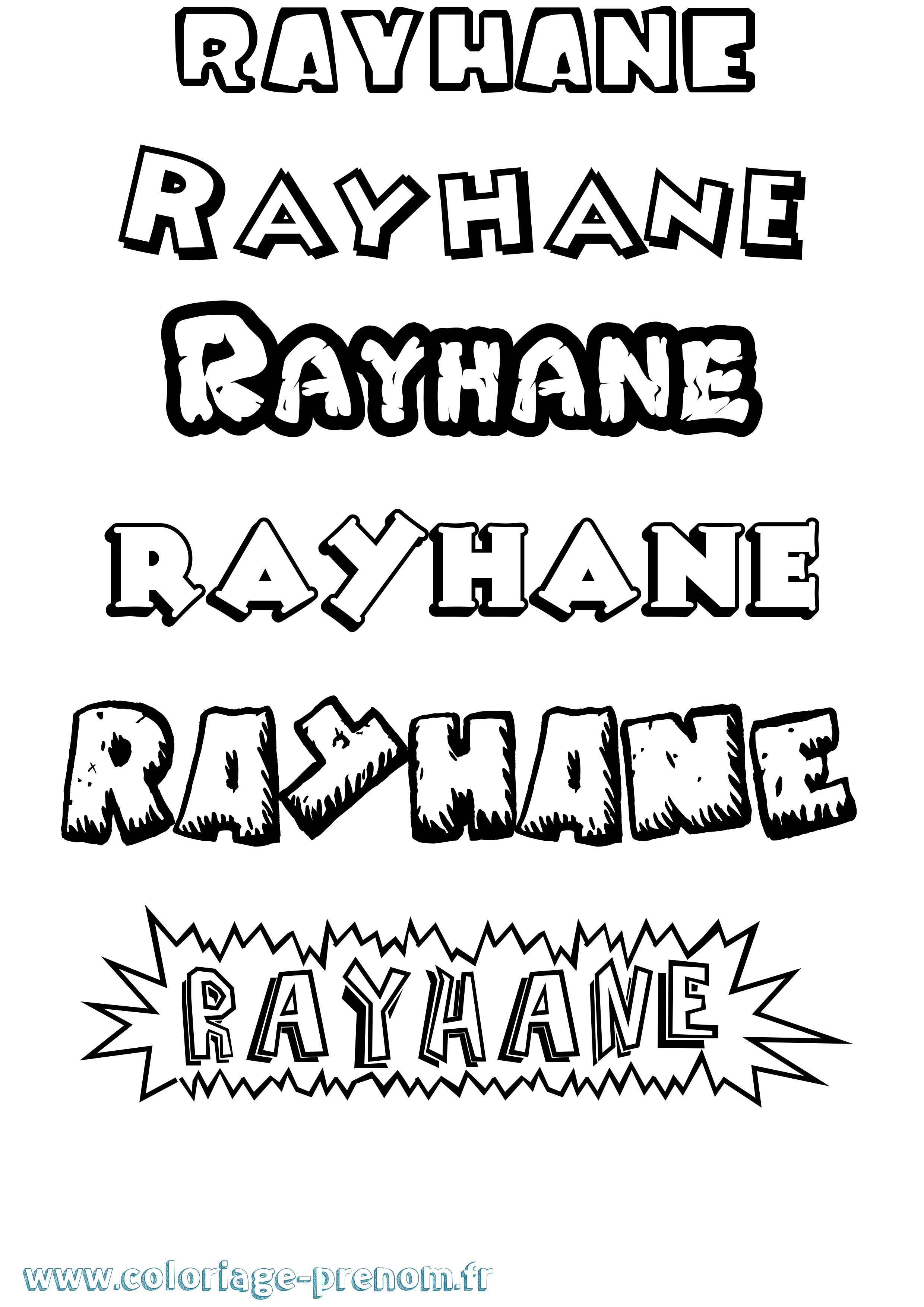 Coloriage Rayhane Dessin Animé Coloriage prénom Rayhane Dessin Animé