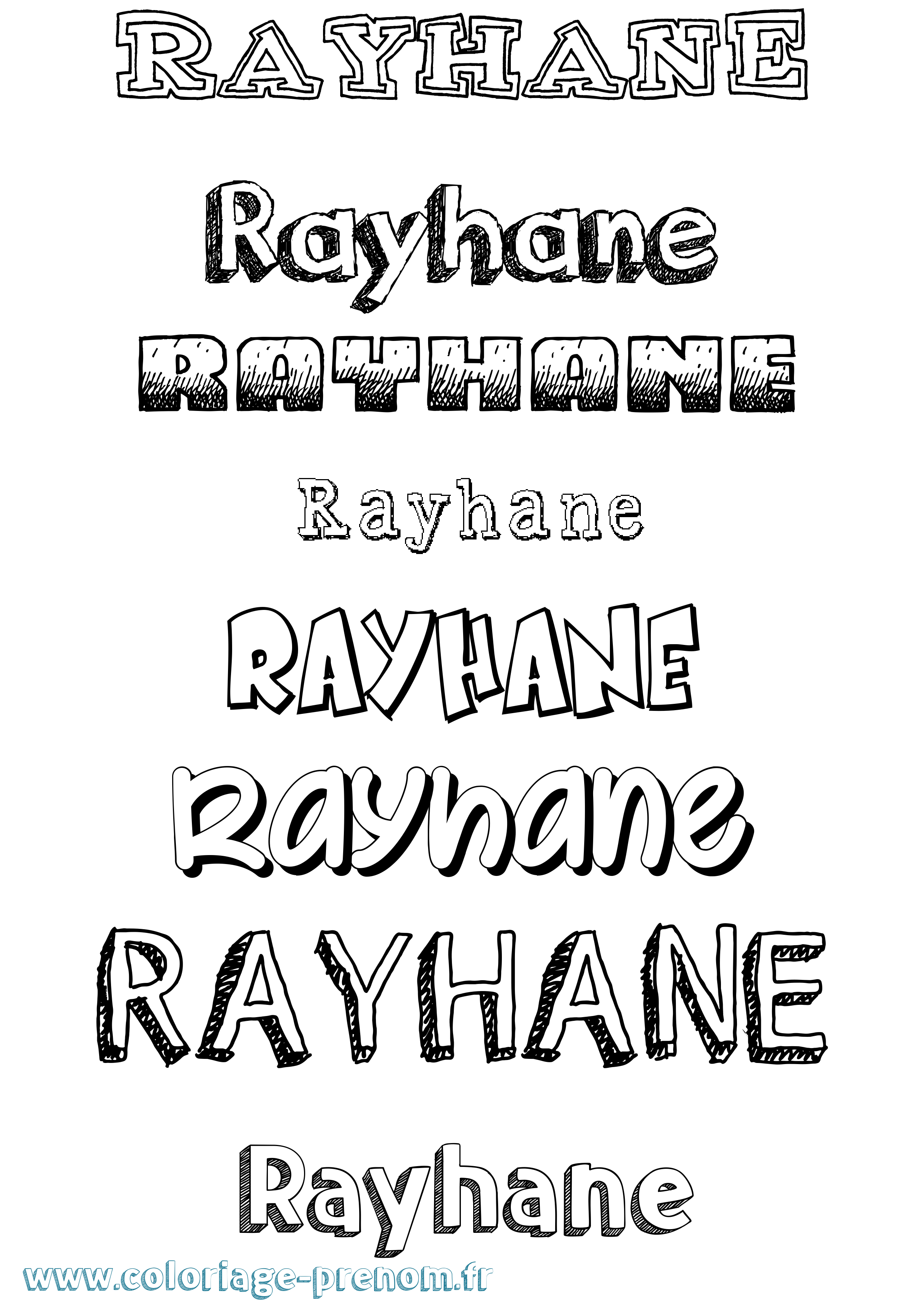 Coloriage Rayhane Dessiné Coloriage prénom Rayhane Dessiné