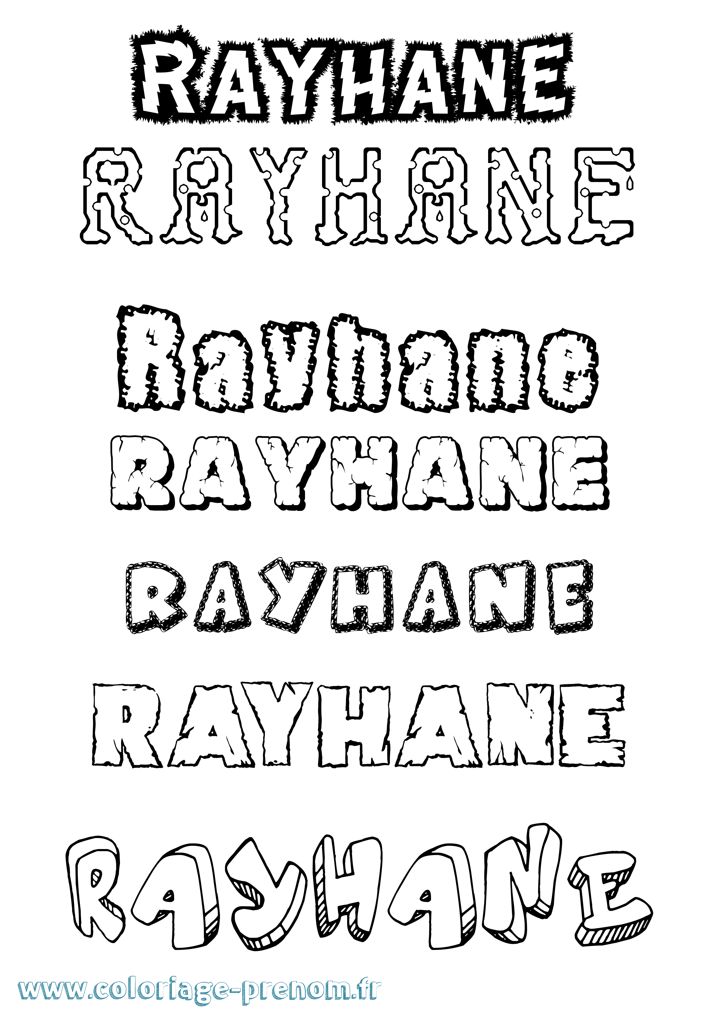 Coloriage Rayhane Destructuré Coloriage prénom Rayhane Destructuré