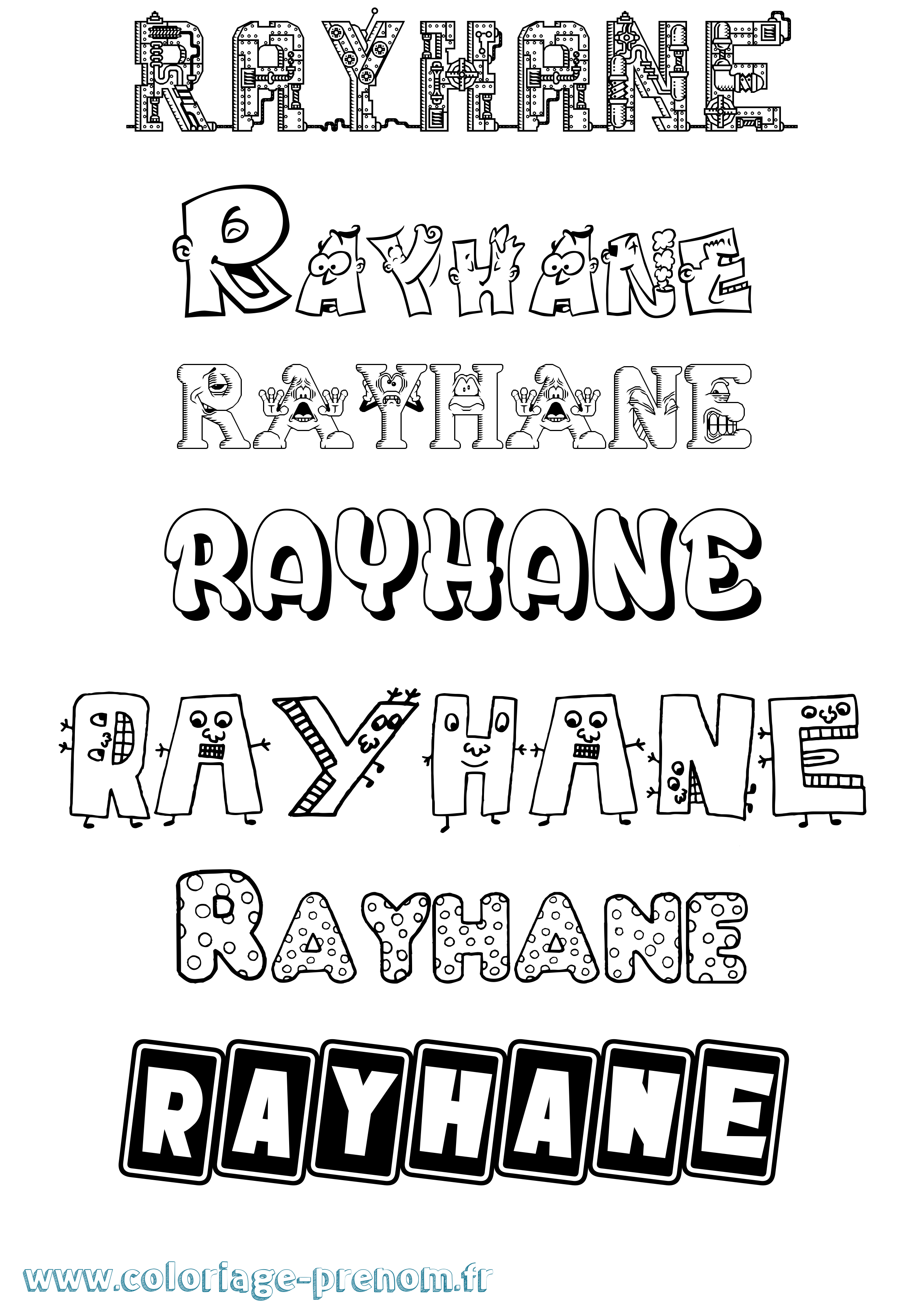 Coloriage Rayhane Fun Coloriage prénom Rayhane Fun
