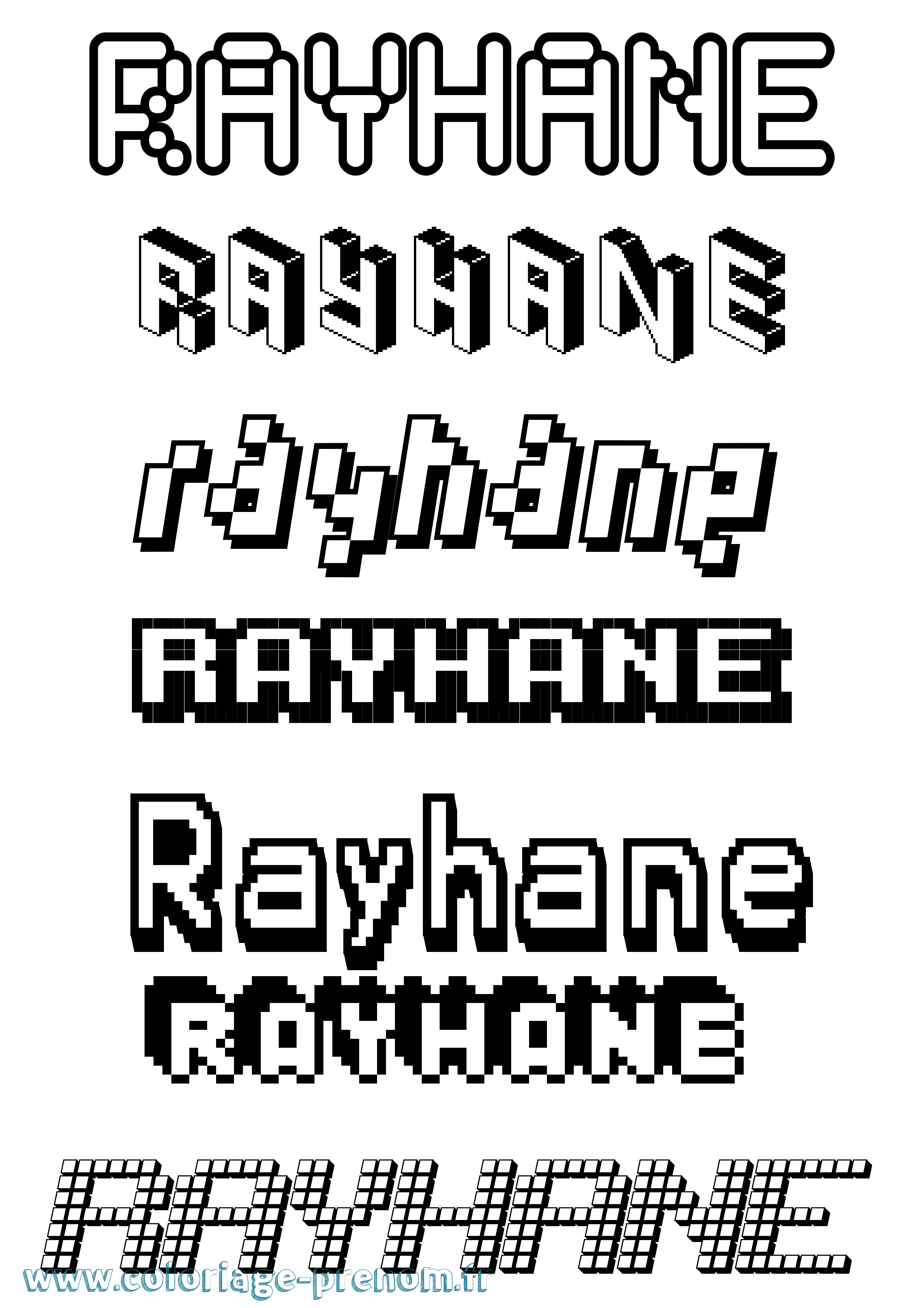 Coloriage Rayhane Pixel Coloriage prénom Rayhane Pixel