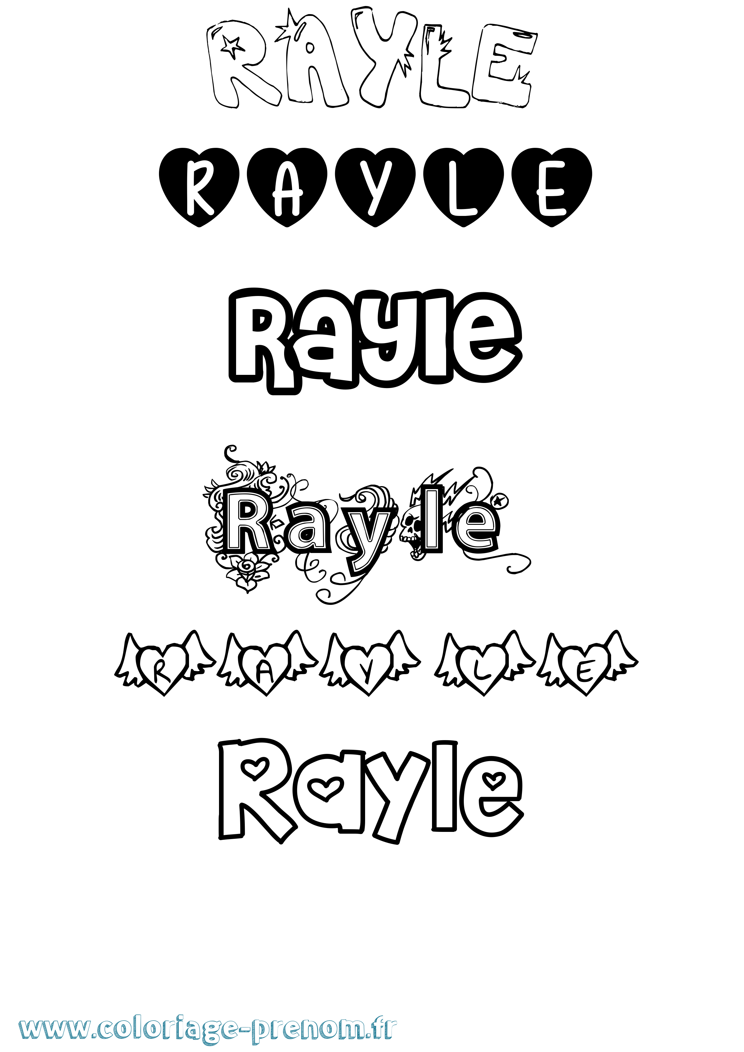 Coloriage Rayle Girly Coloriage prénom Rayle Girly
