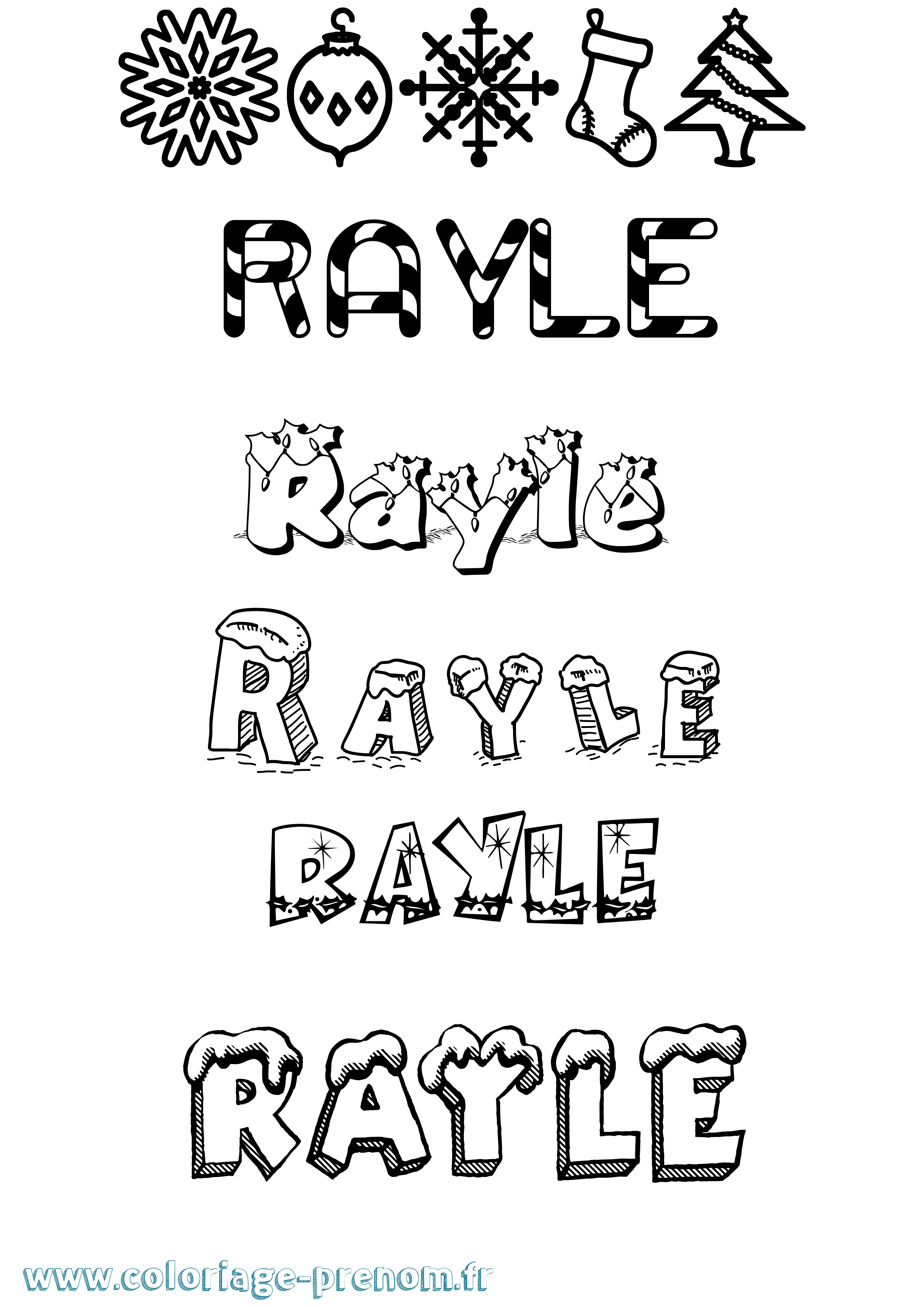 Coloriage Rayle Noël Coloriage prénom Rayle Noël