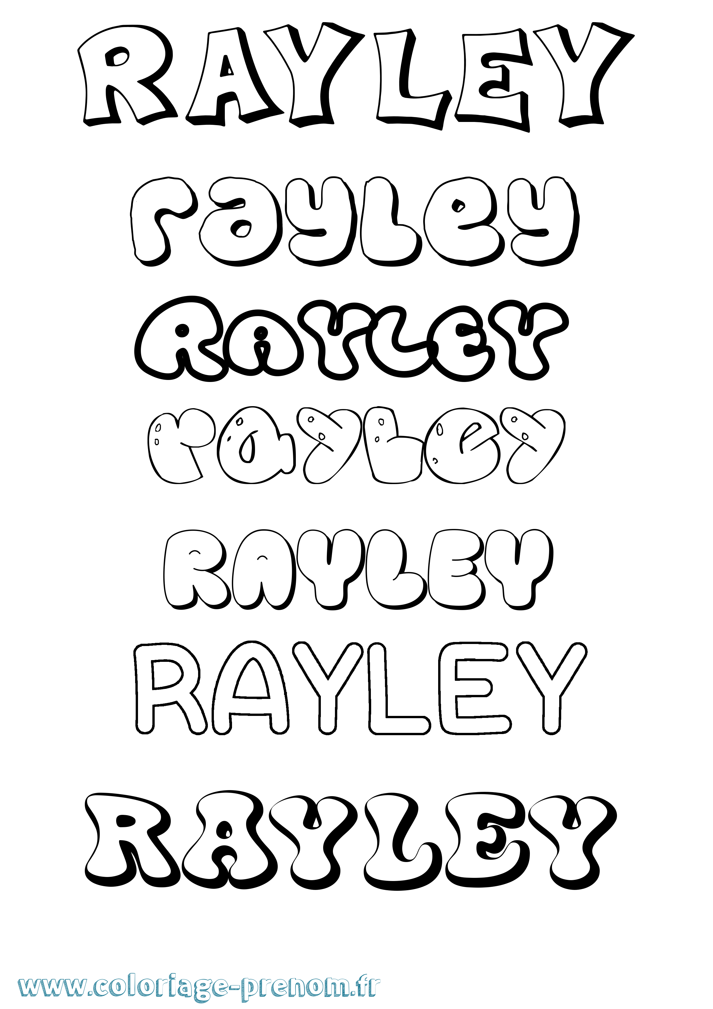 Coloriage Rayley Bubble Coloriage prénom Rayley Bubble