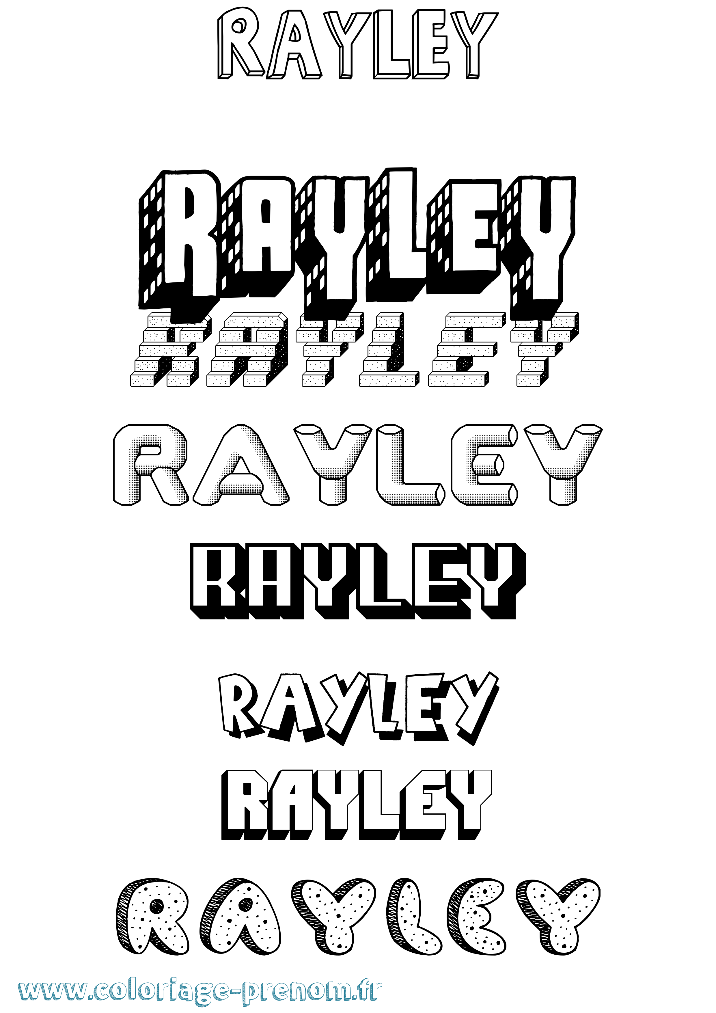 Coloriage Rayley Effet 3D Coloriage prénom Rayley Effet 3D