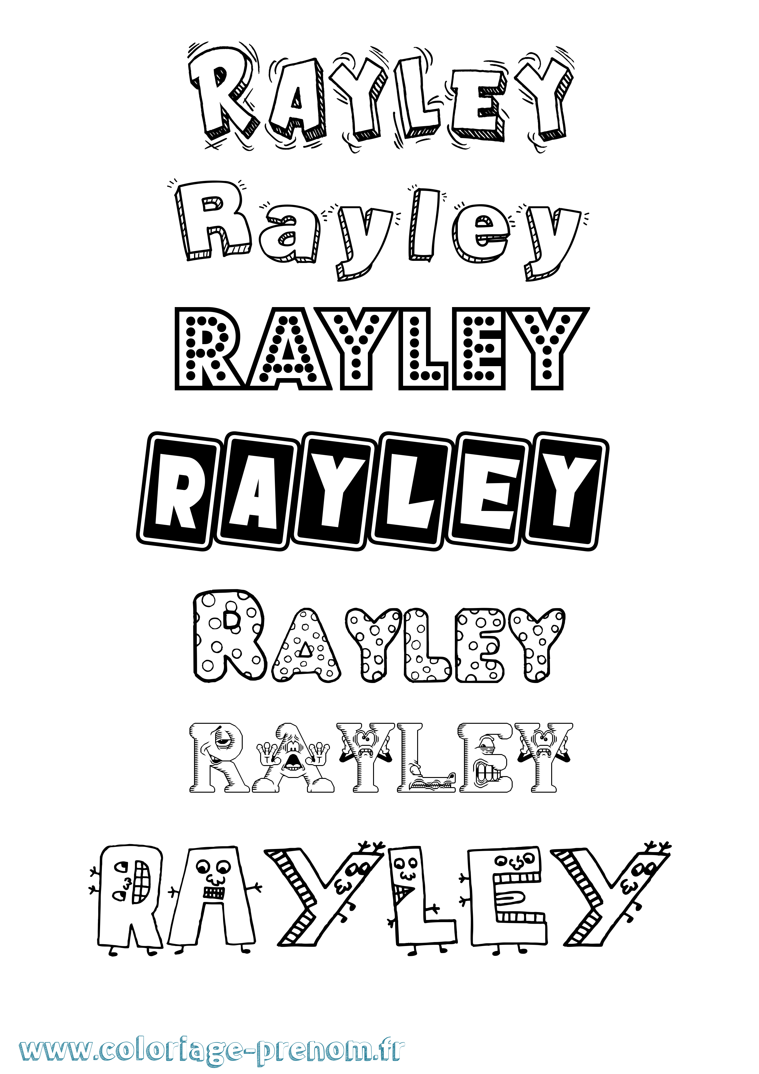 Coloriage Rayley Fun Coloriage prénom Rayley Fun