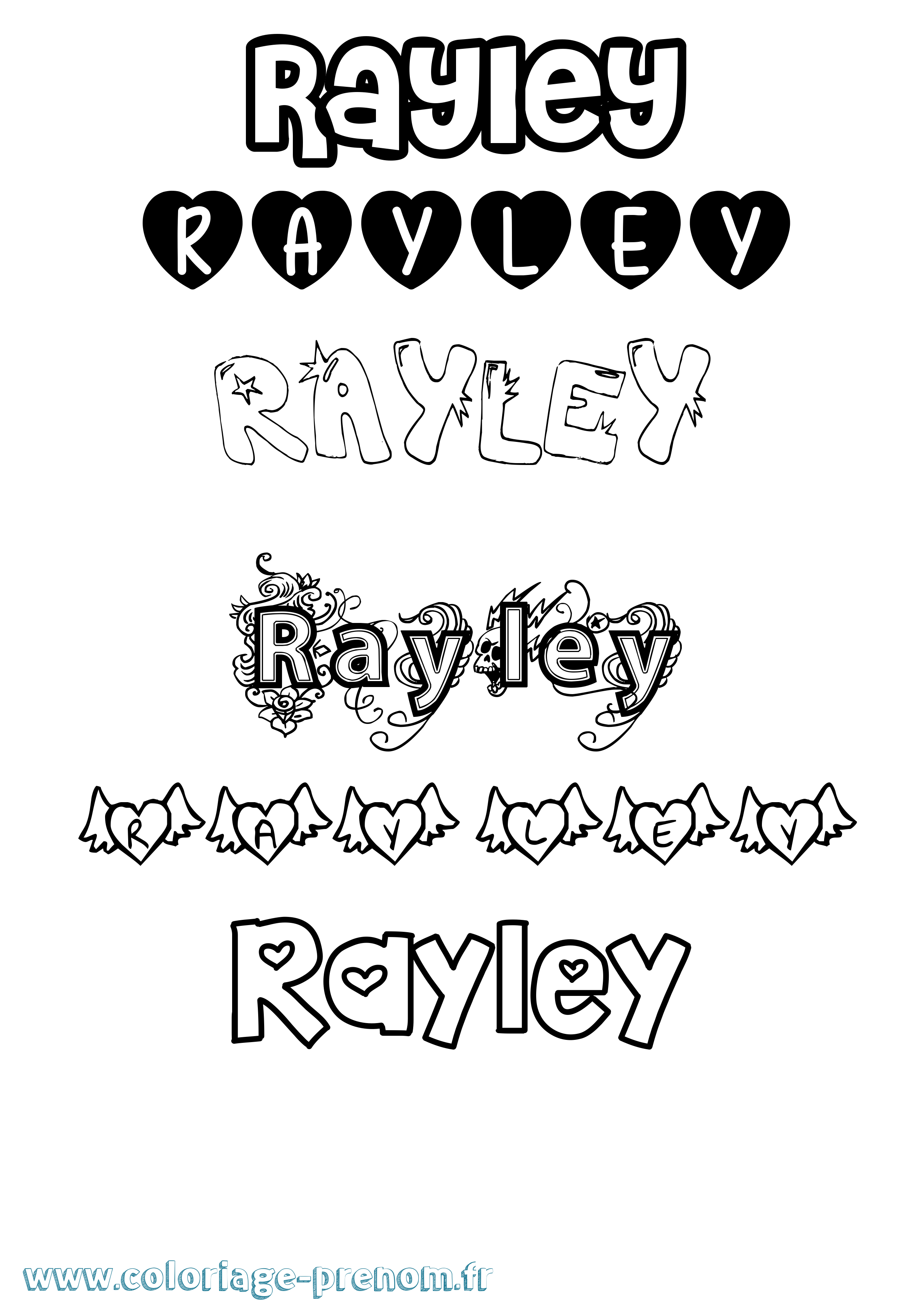 Coloriage Rayley Girly Coloriage prénom Rayley Girly