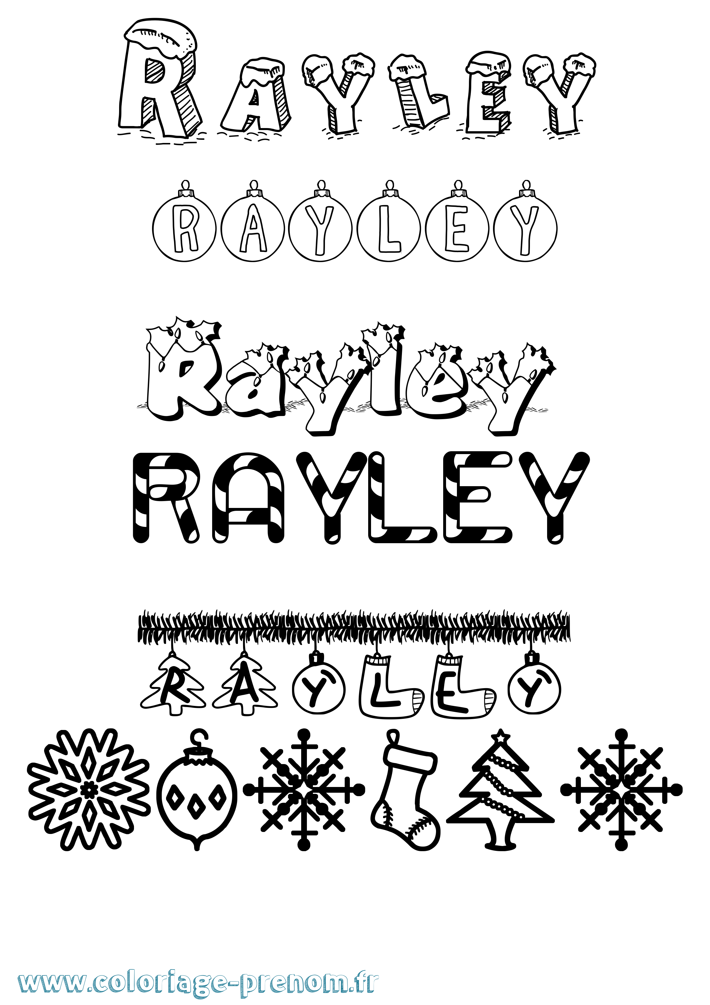 Coloriage Rayley Noël Coloriage prénom Rayley Noël