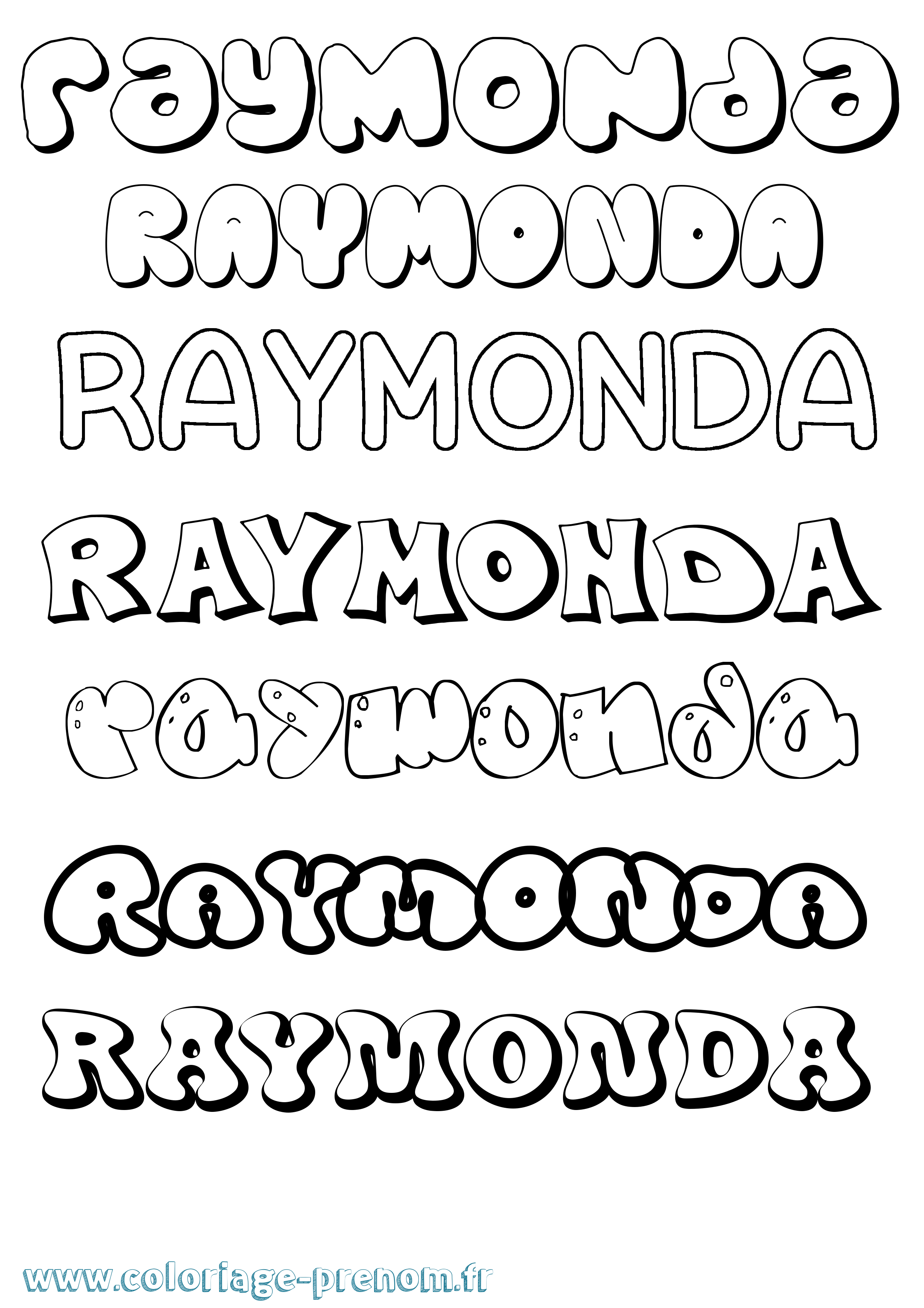 Coloriage Raymonda Bubble Coloriage prénom Raymonda Bubble