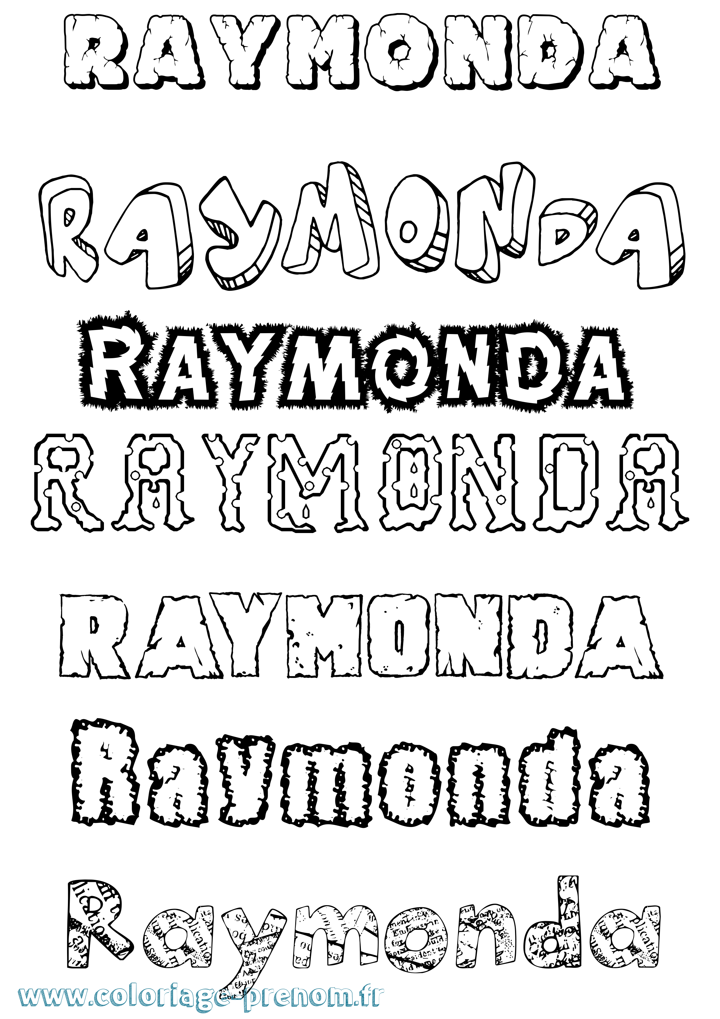 Coloriage Raymonda Destructuré Coloriage prénom Raymonda Destructuré