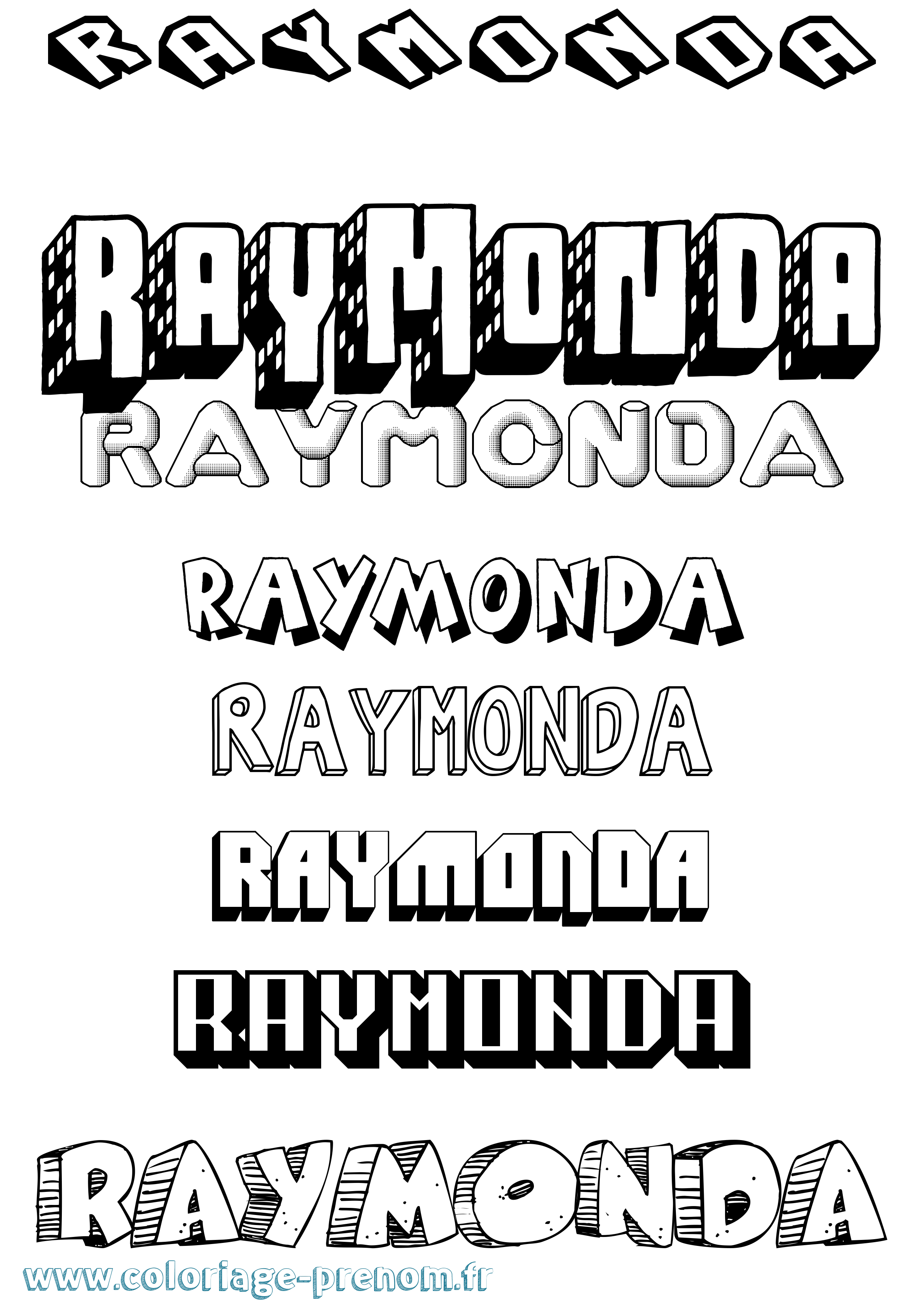 Coloriage Raymonda Effet 3D Coloriage prénom Raymonda Effet 3D