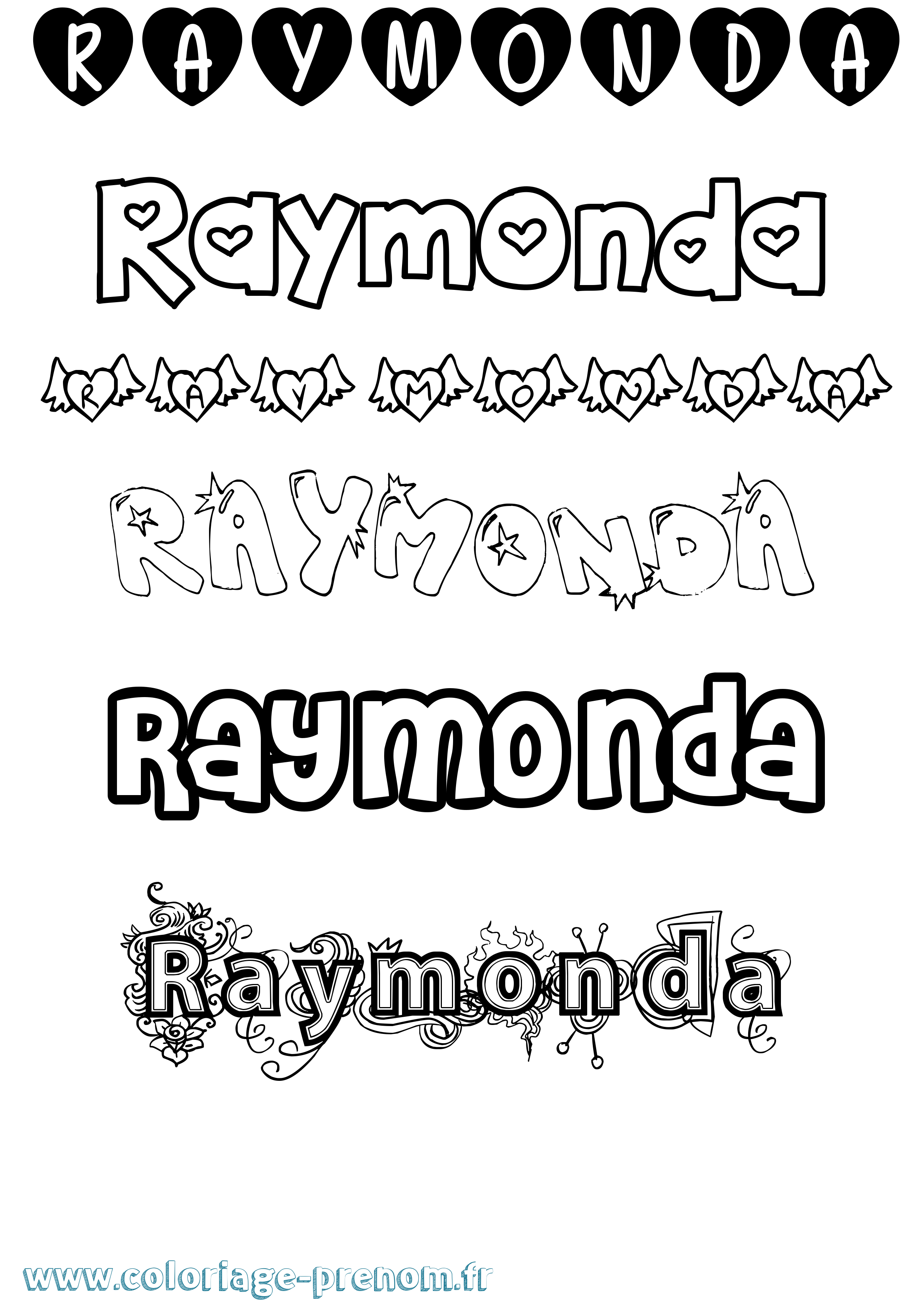 Coloriage Raymonda Girly Coloriage prénom Raymonda Girly