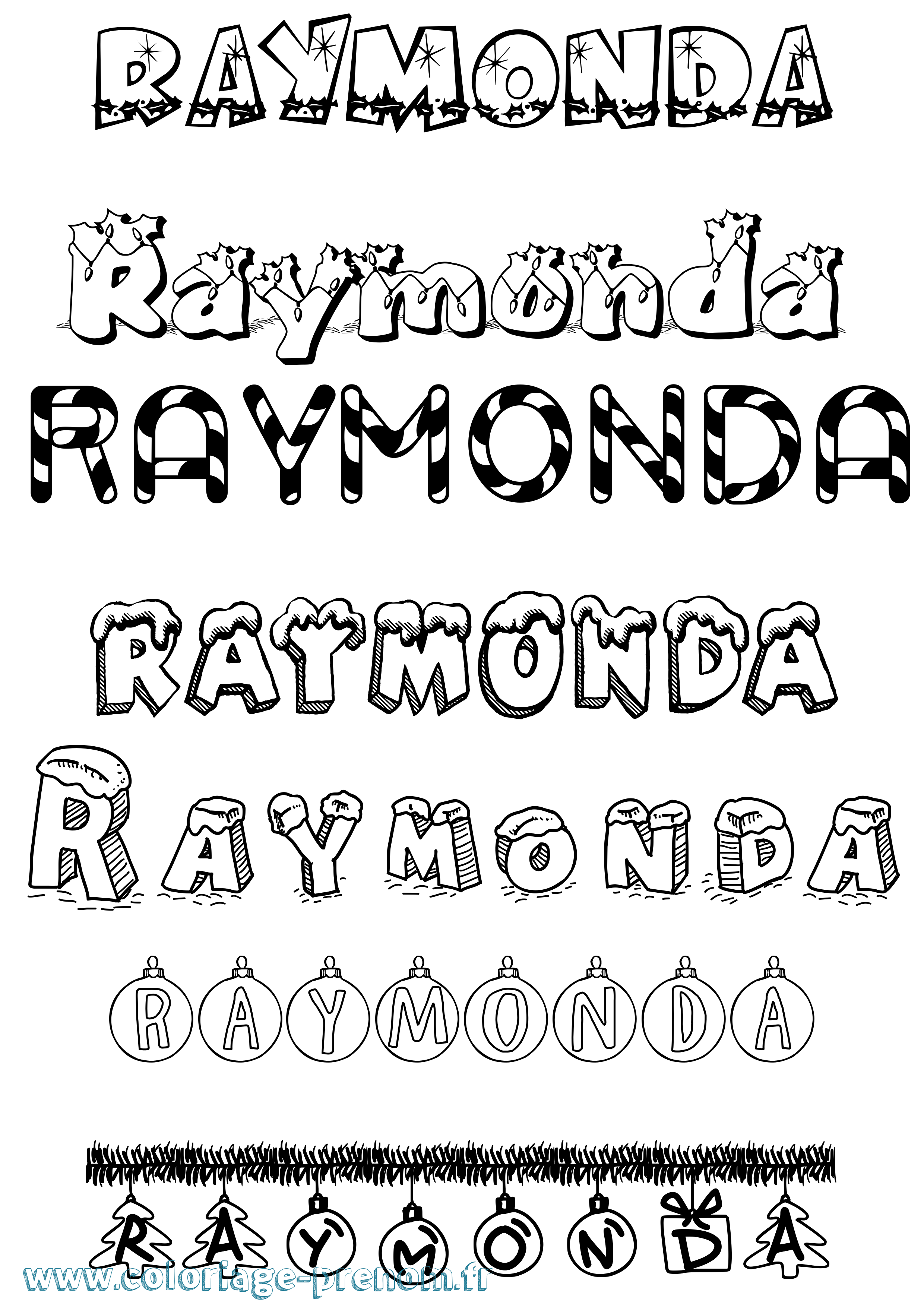 Coloriage Raymonda Noël Coloriage prénom Raymonda Noël