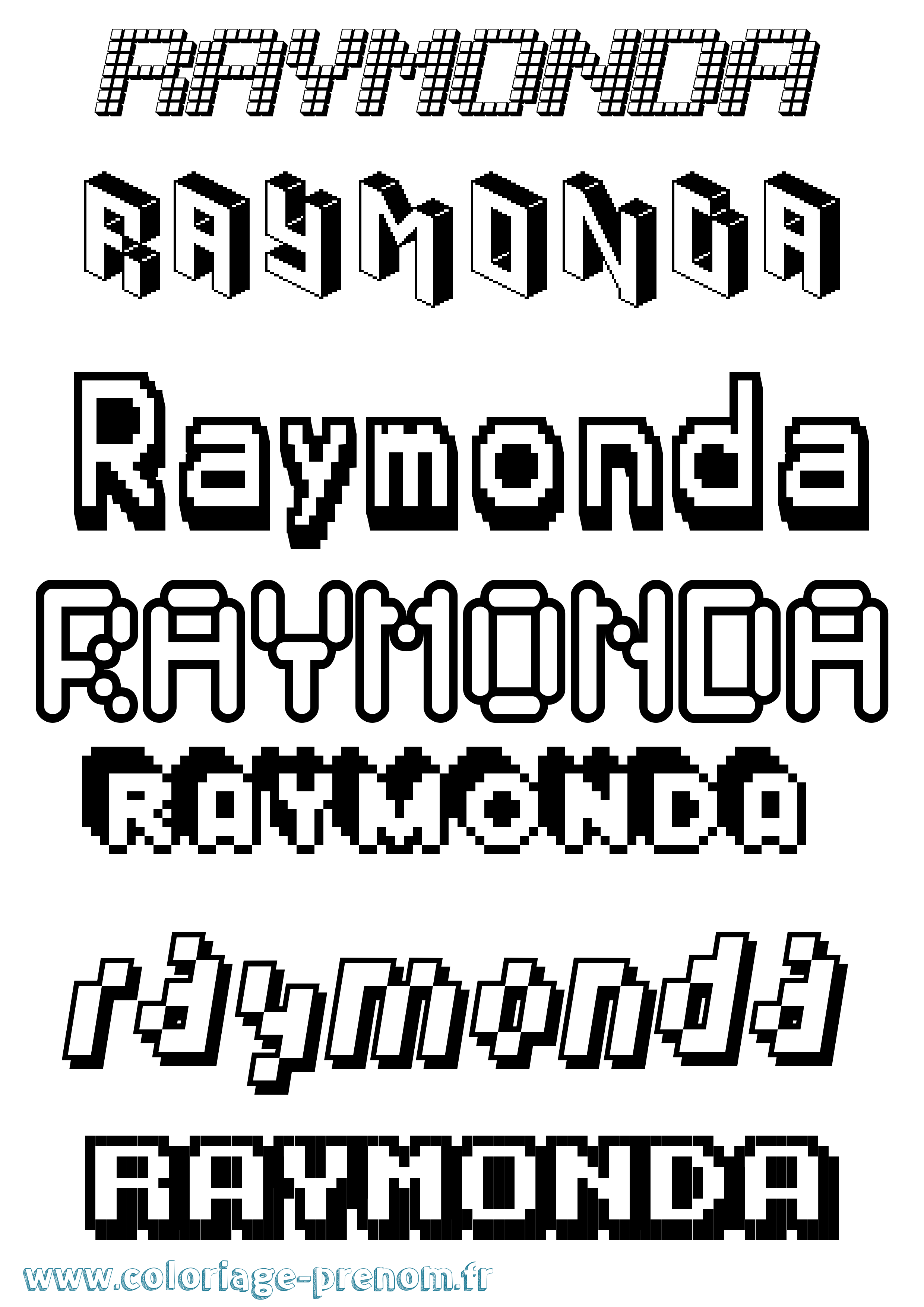 Coloriage Raymonda Pixel Coloriage prénom Raymonda Pixel