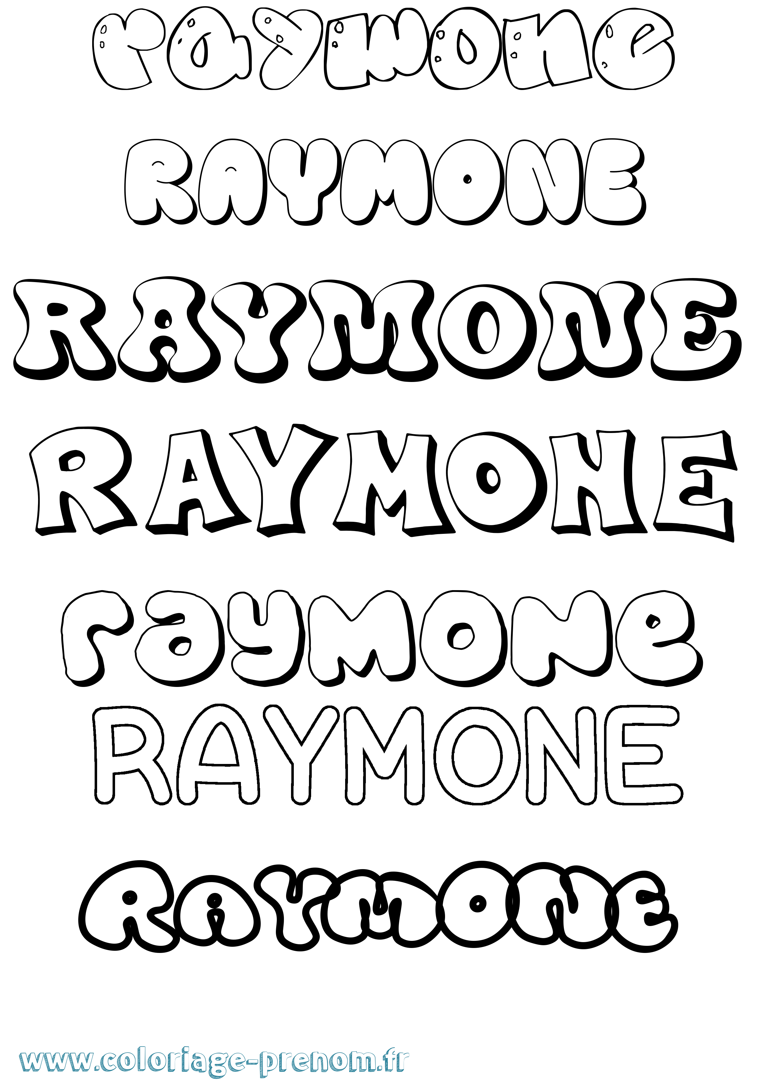 Coloriage Raymone Bubble Coloriage prénom Raymone Bubble