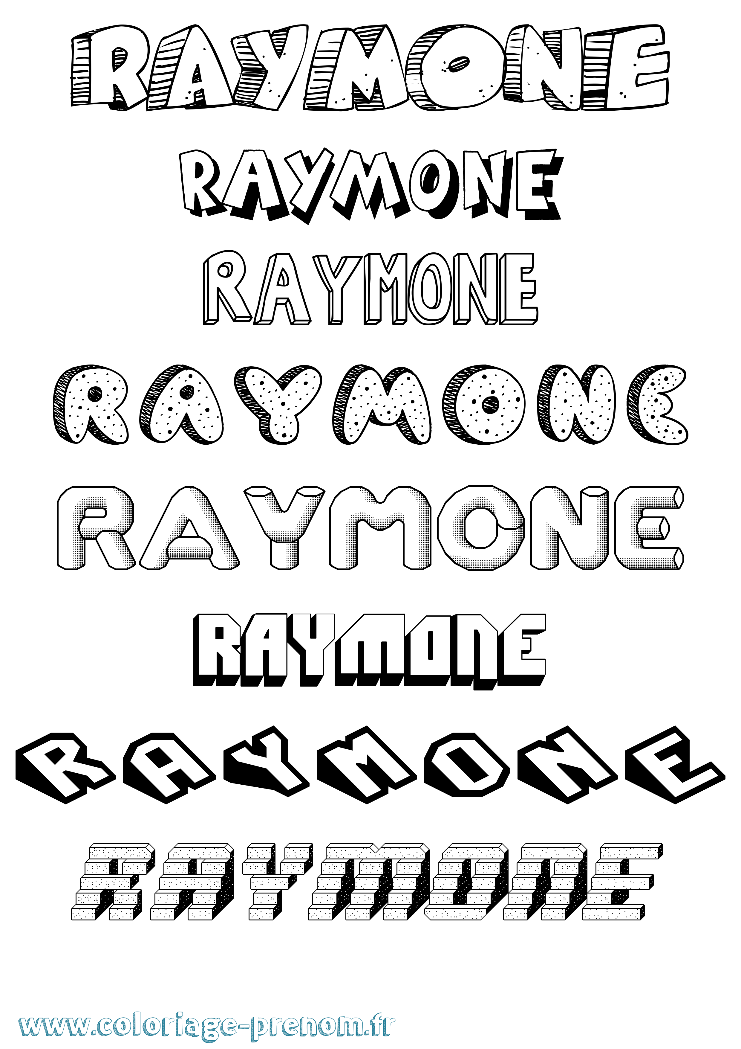Coloriage Raymone Effet 3D Coloriage prénom Raymone Effet 3D