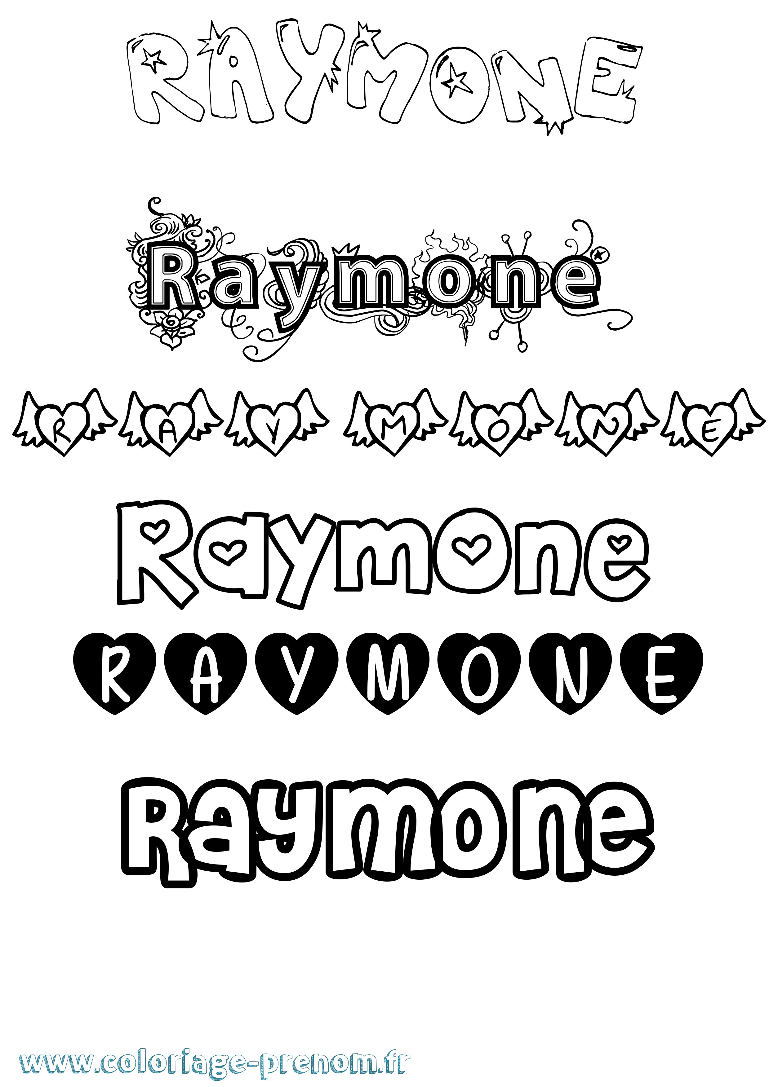 Coloriage Raymone Girly Coloriage prénom Raymone Girly