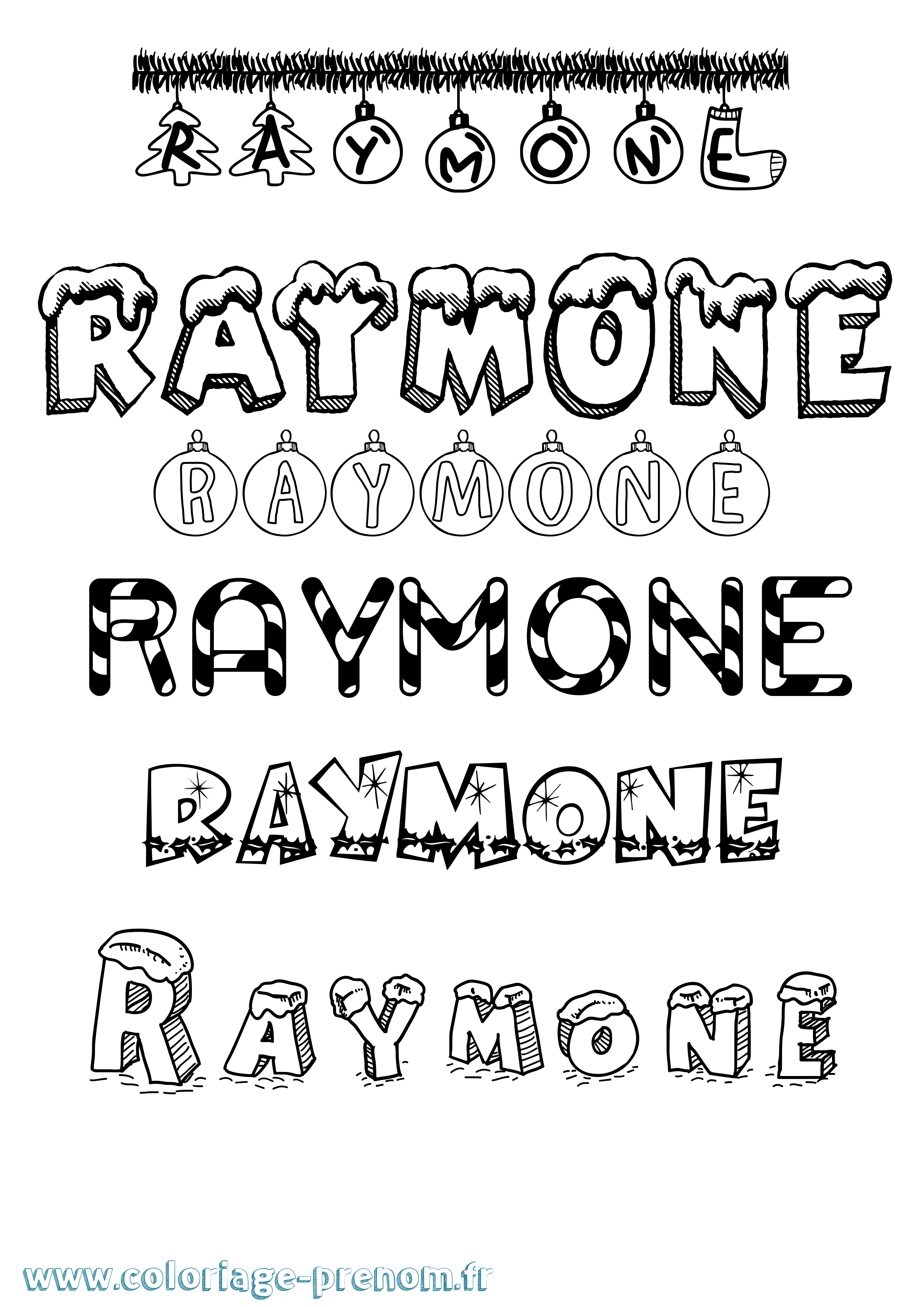 Coloriage Raymone Noël Coloriage prénom Raymone Noël