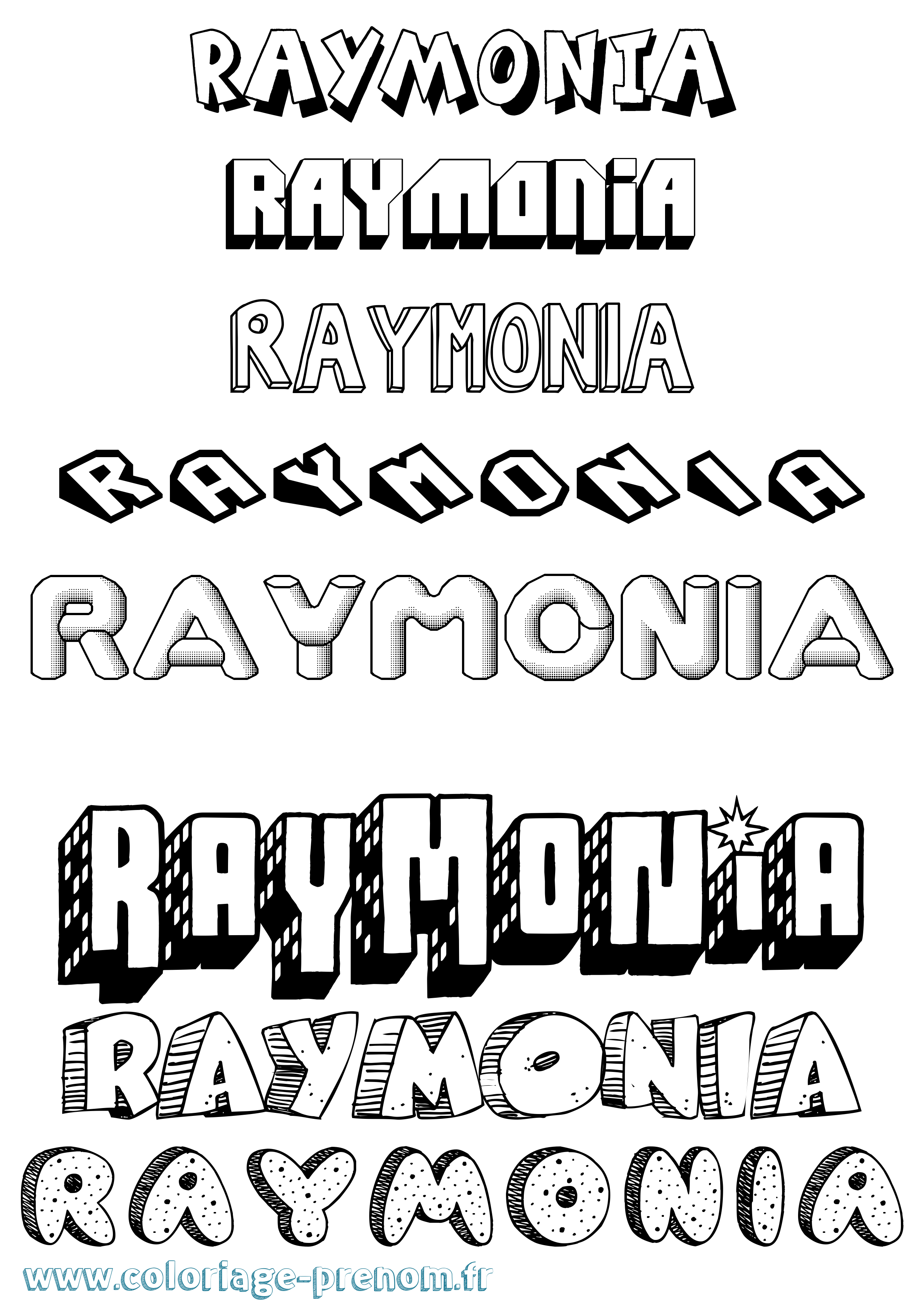 Coloriage Raymonia Effet 3D Coloriage prénom Raymonia Effet 3D