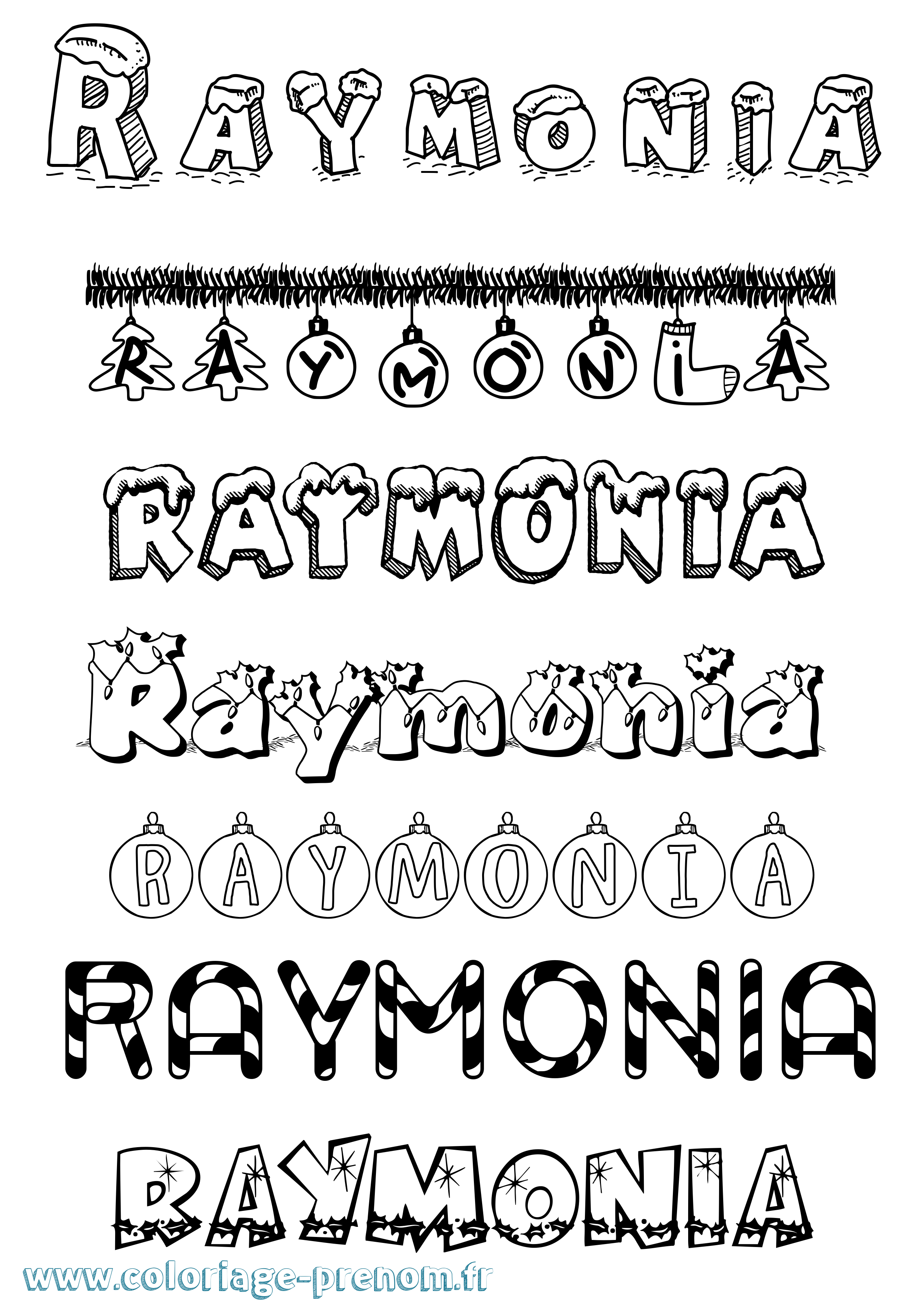 Coloriage Raymonia Noël Coloriage prénom Raymonia Noël