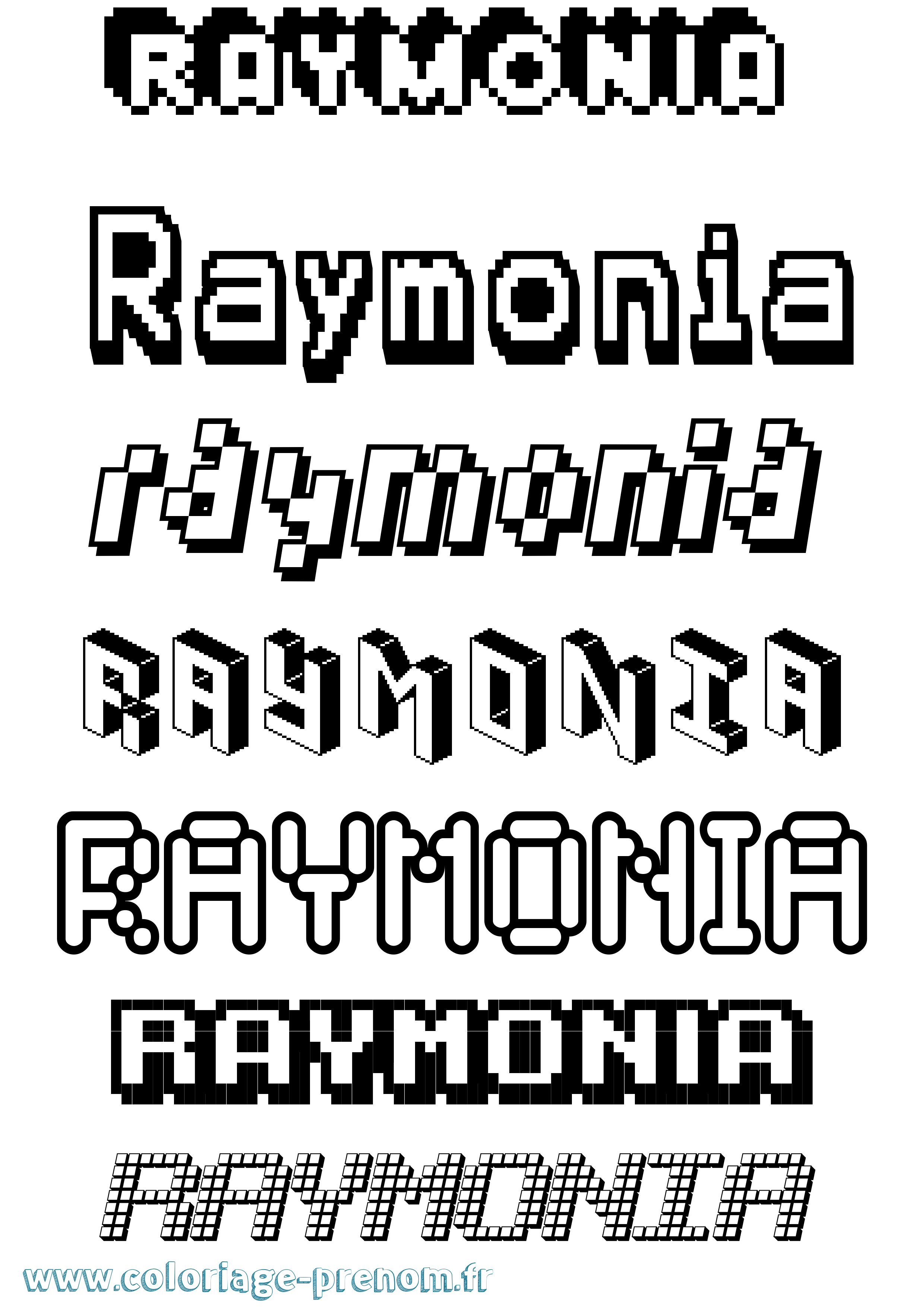 Coloriage Raymonia Pixel Coloriage prénom Raymonia Pixel