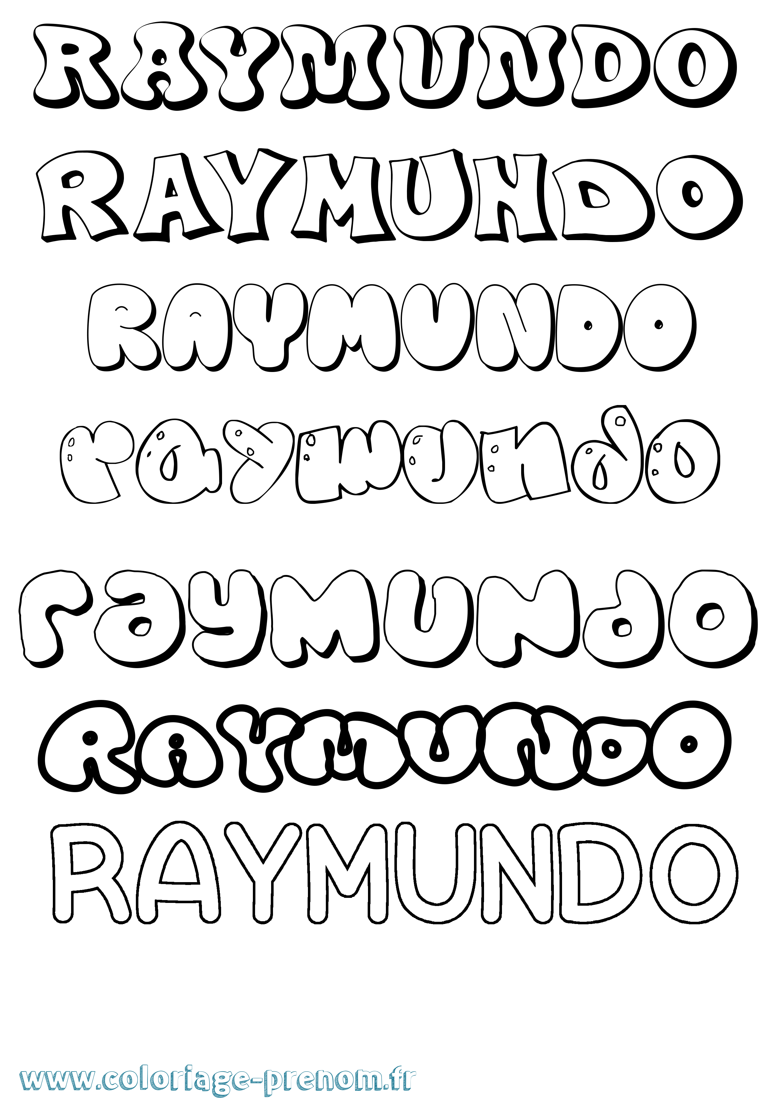 Coloriage Raymundo Bubble Coloriage prénom Raymundo Bubble