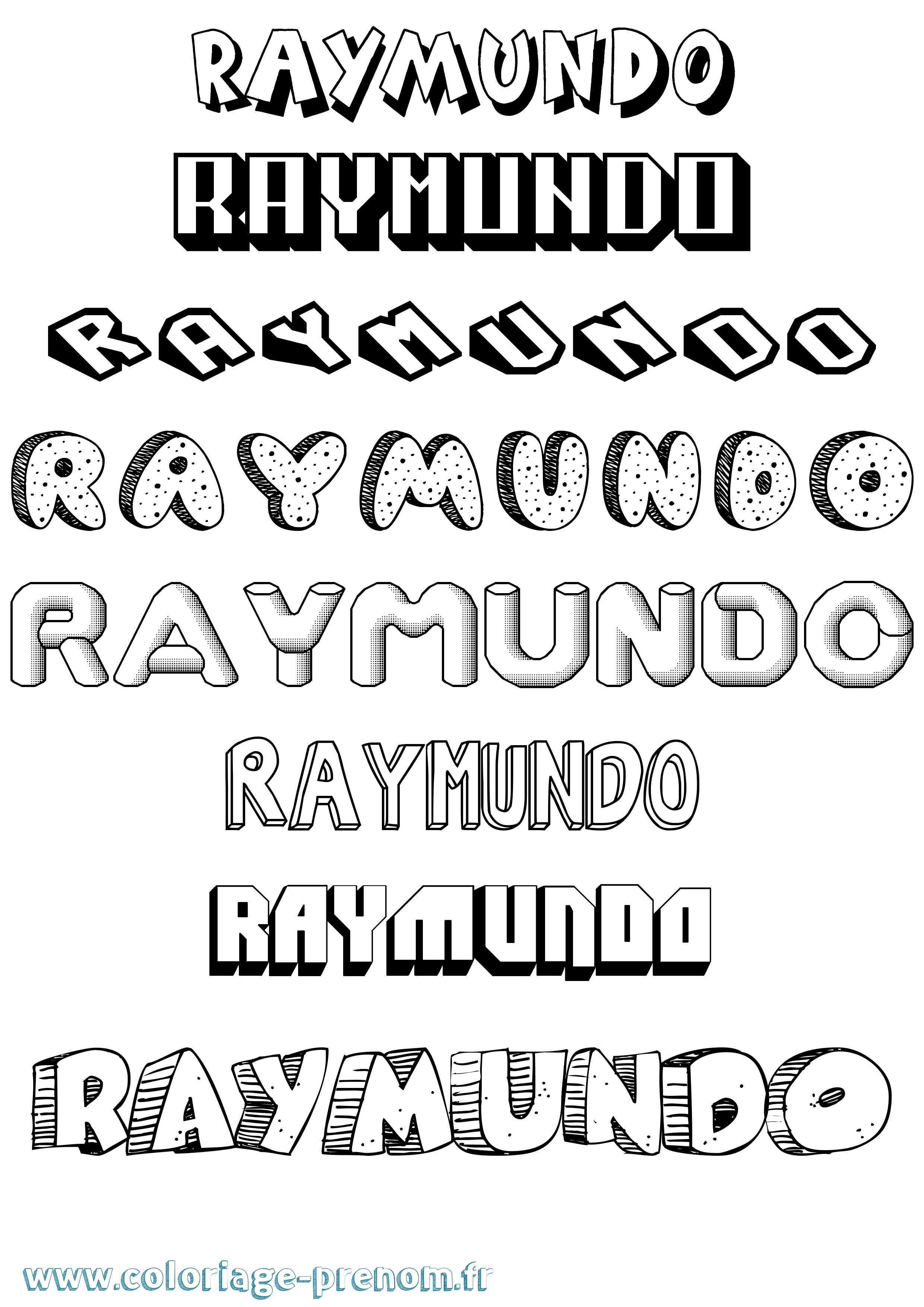 Coloriage Raymundo Effet 3D Coloriage prénom Raymundo Effet 3D