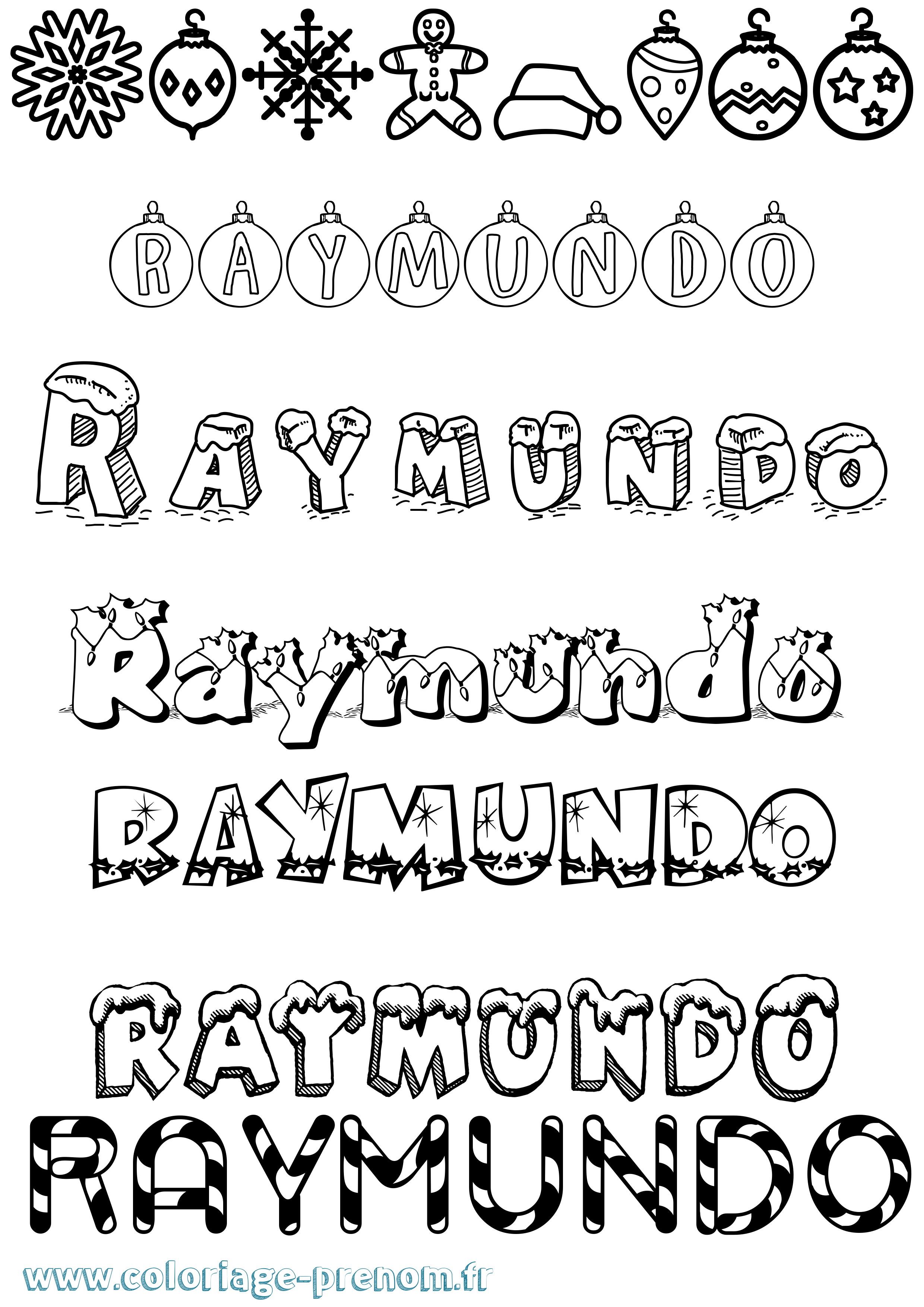 Coloriage Raymundo Noël Coloriage prénom Raymundo Noël