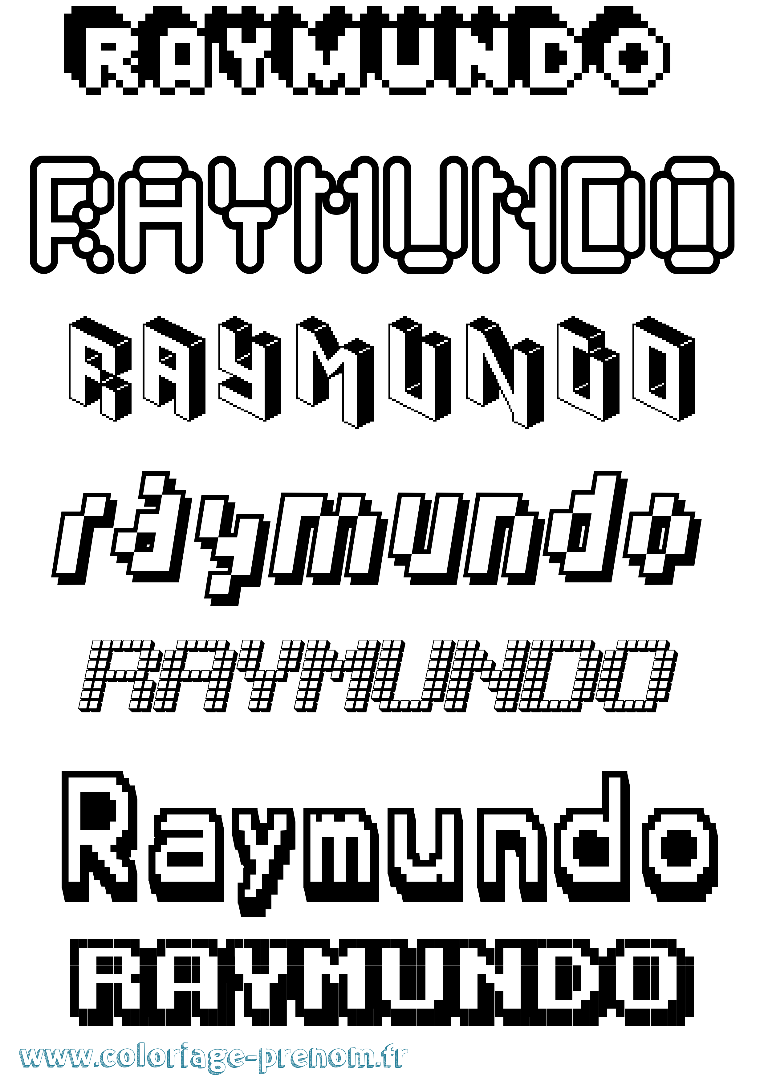 Coloriage Raymundo Pixel Coloriage prénom Raymundo Pixel