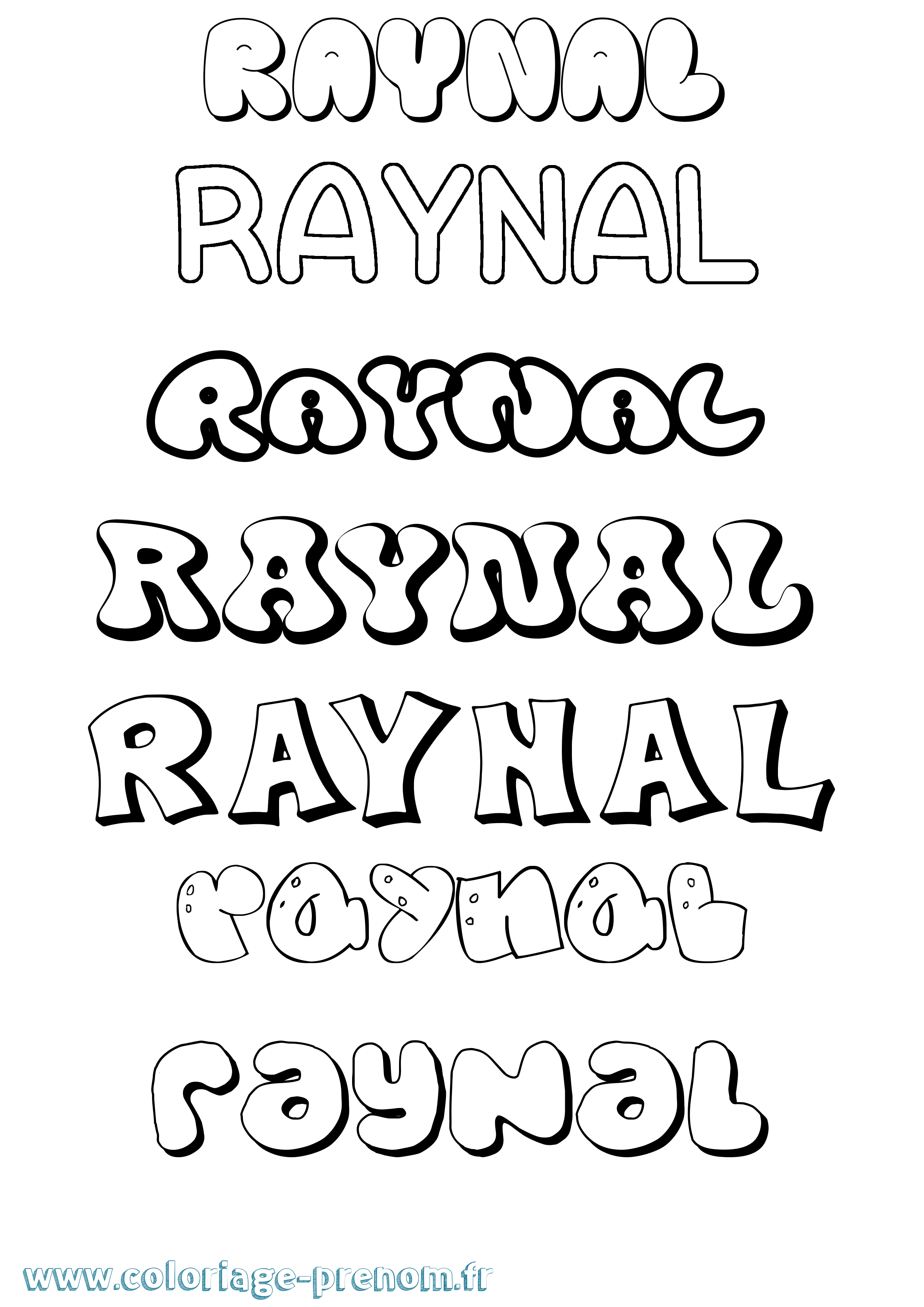 Coloriage Raynal Bubble Coloriage prénom Raynal Bubble