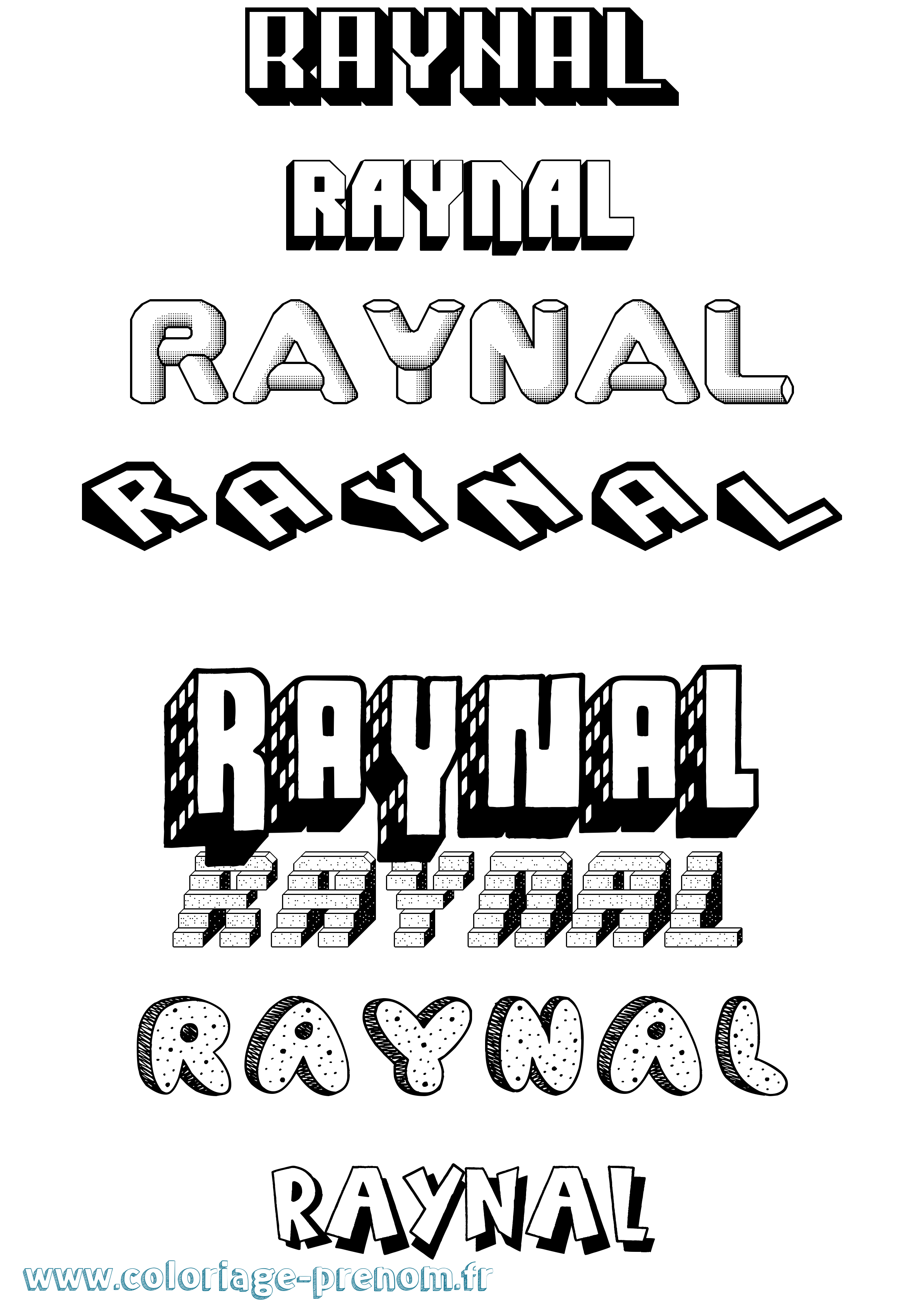 Coloriage Raynal Effet 3D Coloriage prénom Raynal Effet 3D