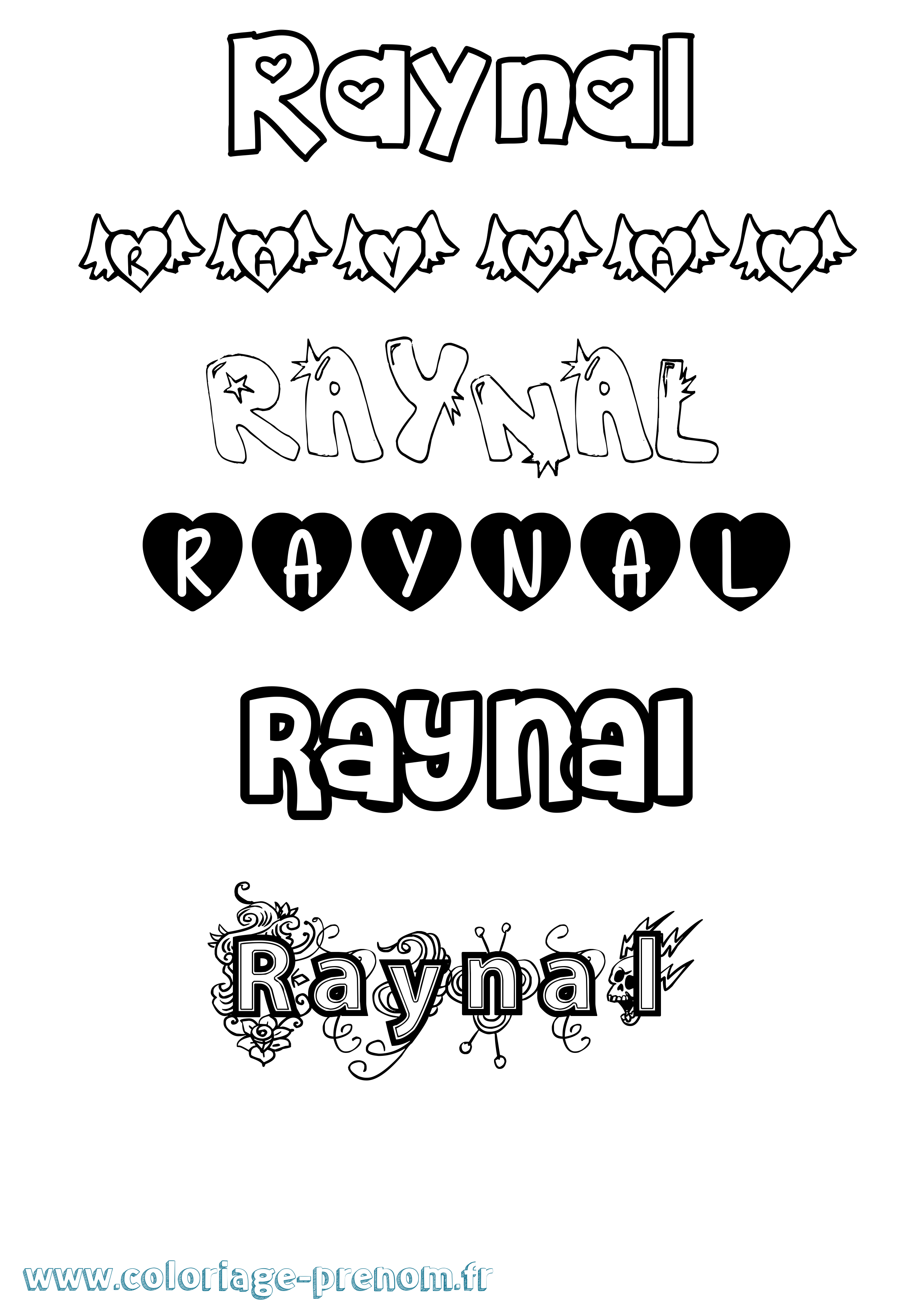 Coloriage Raynal Girly Coloriage prénom Raynal Girly