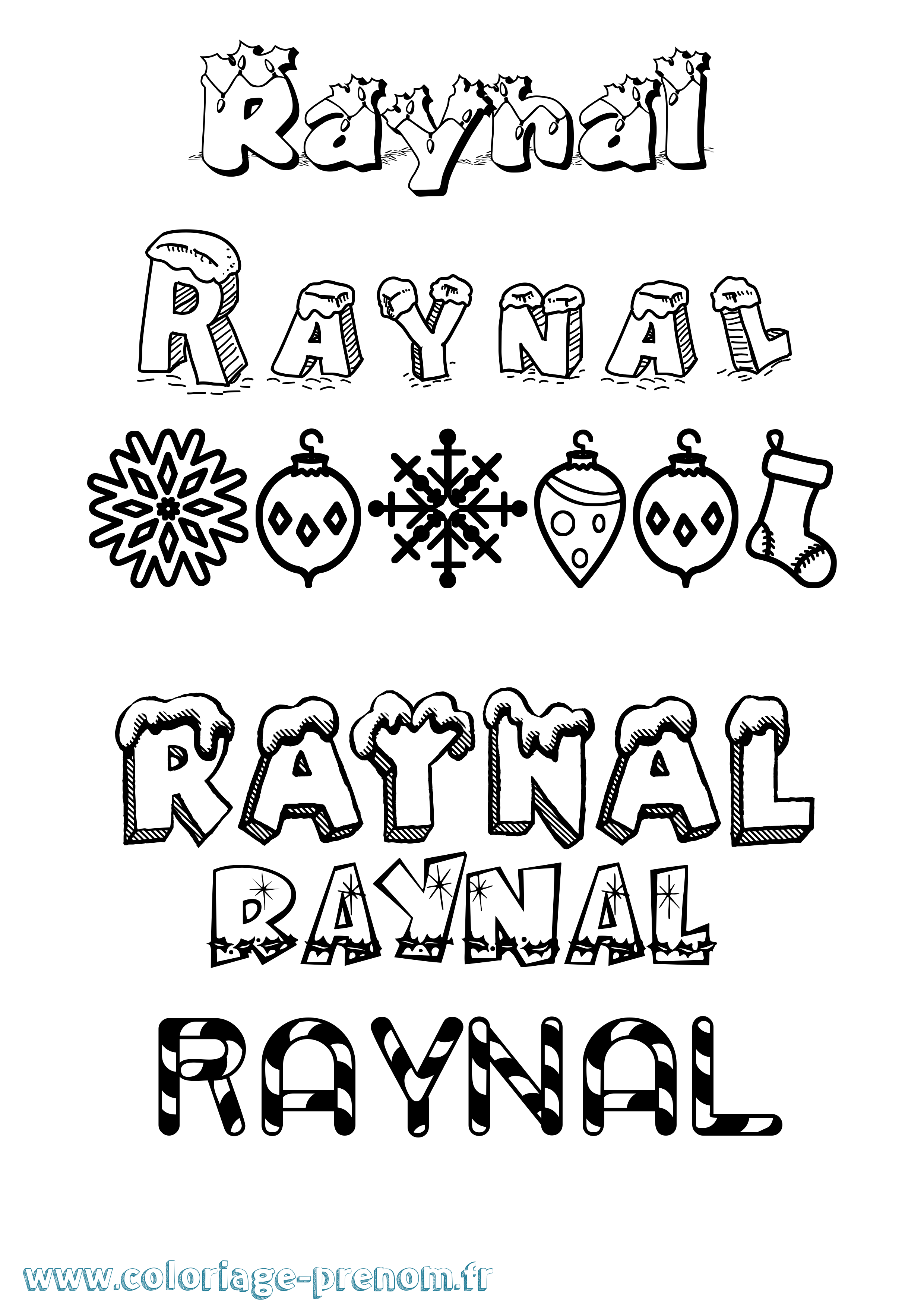 Coloriage Raynal Noël Coloriage prénom Raynal Noël