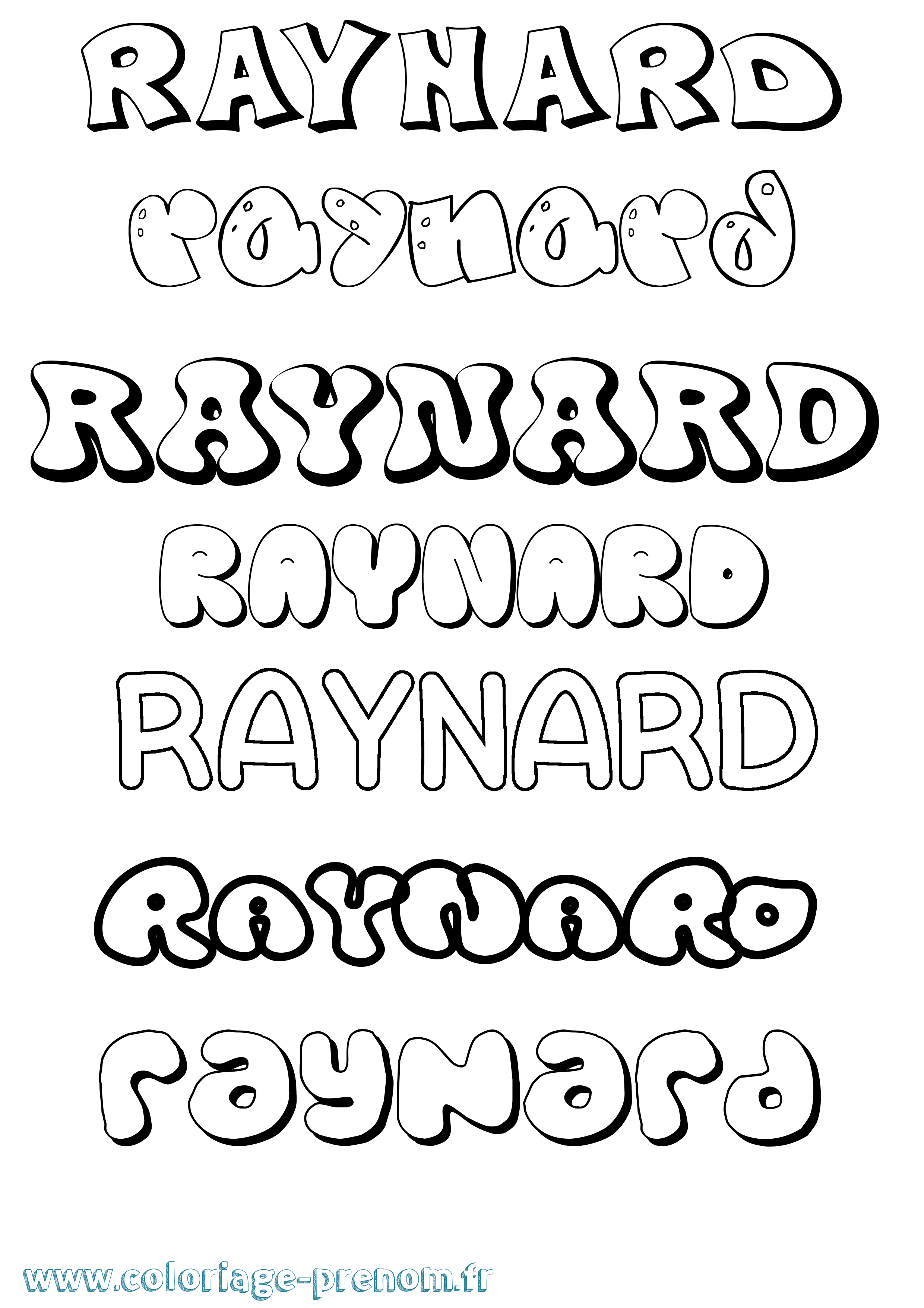 Coloriage Raynard Bubble Coloriage prénom Raynard Bubble