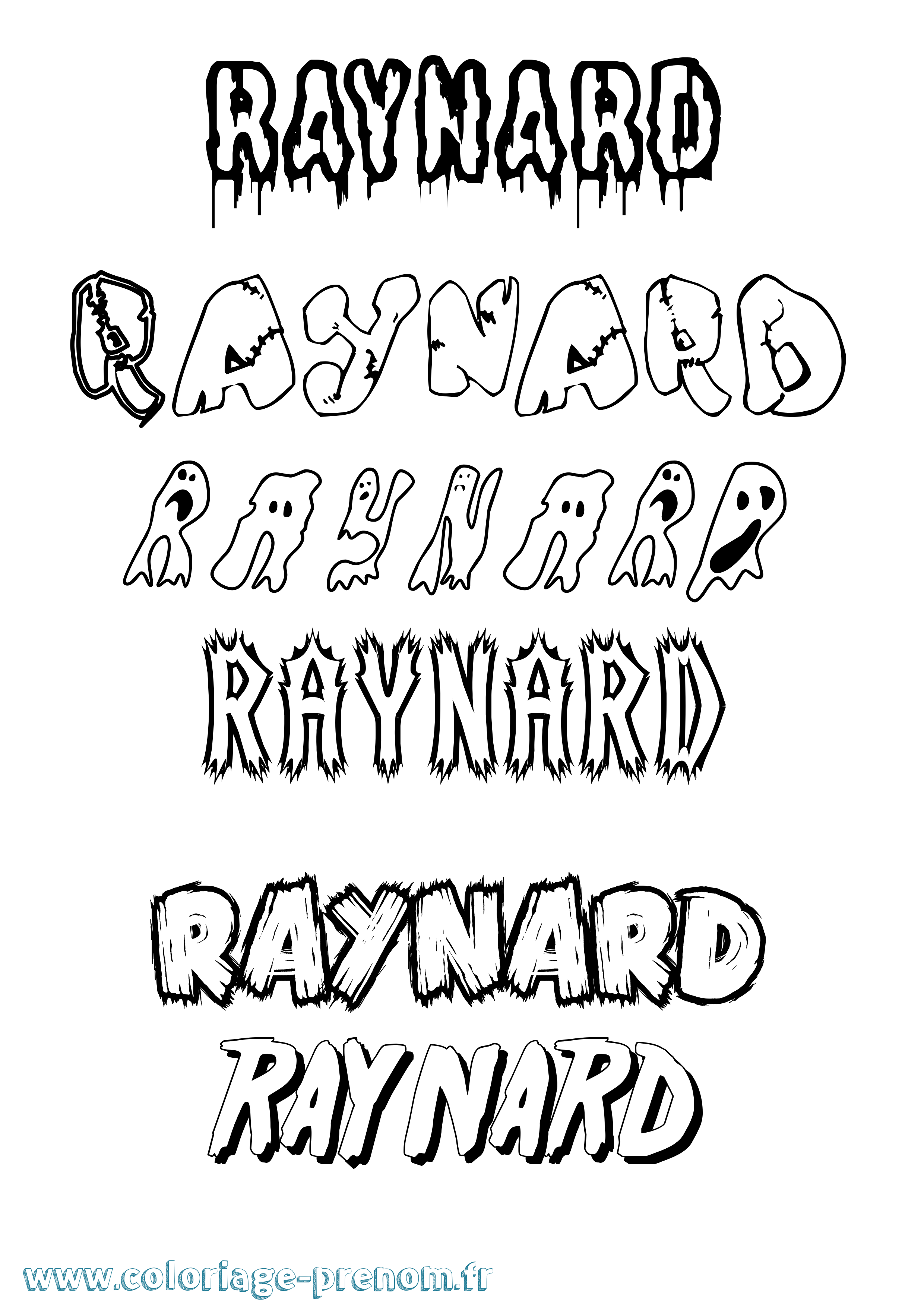 Coloriage Raynard Frisson Coloriage prénom Raynard Frisson