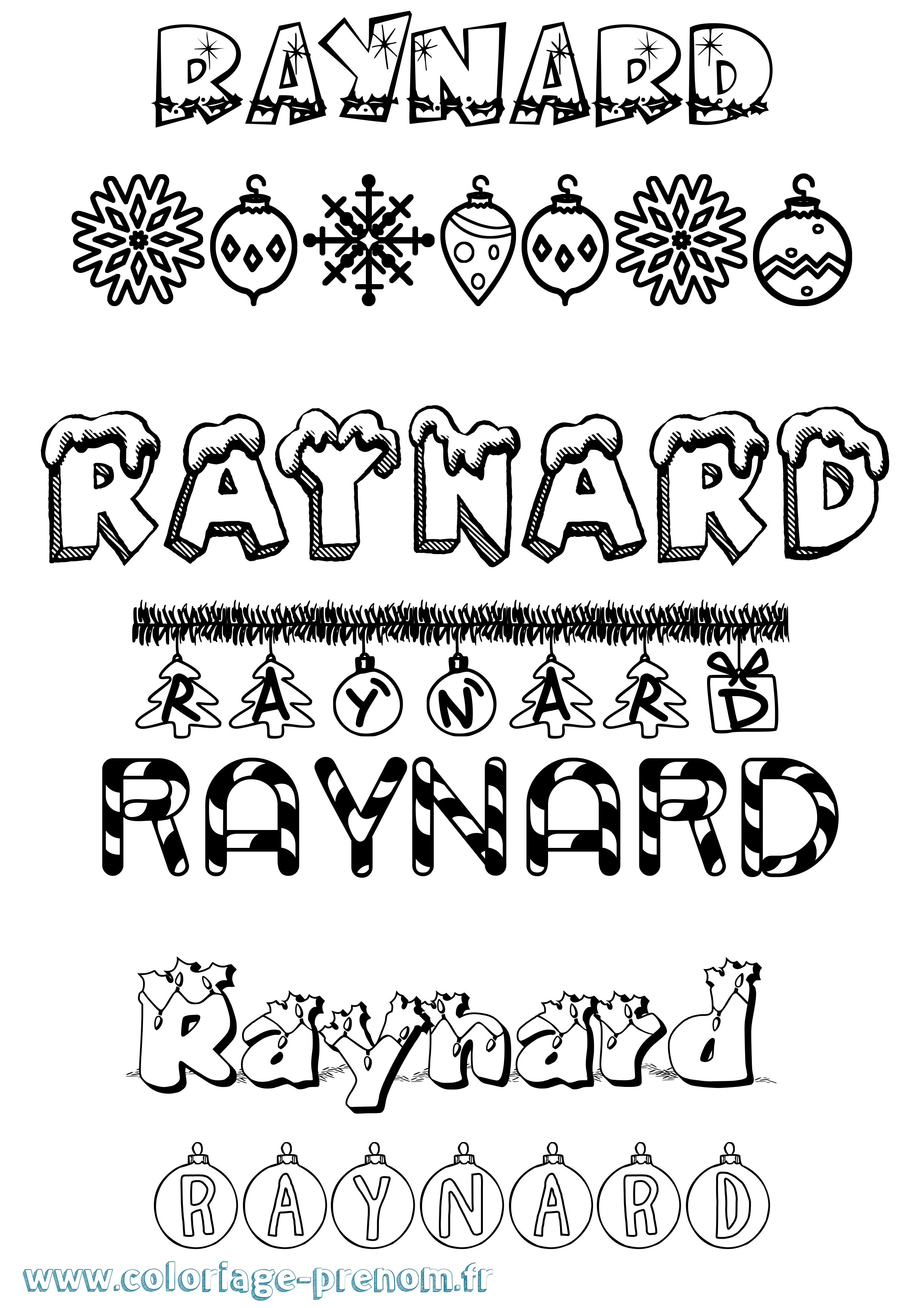 Coloriage Raynard Noël Coloriage prénom Raynard Noël