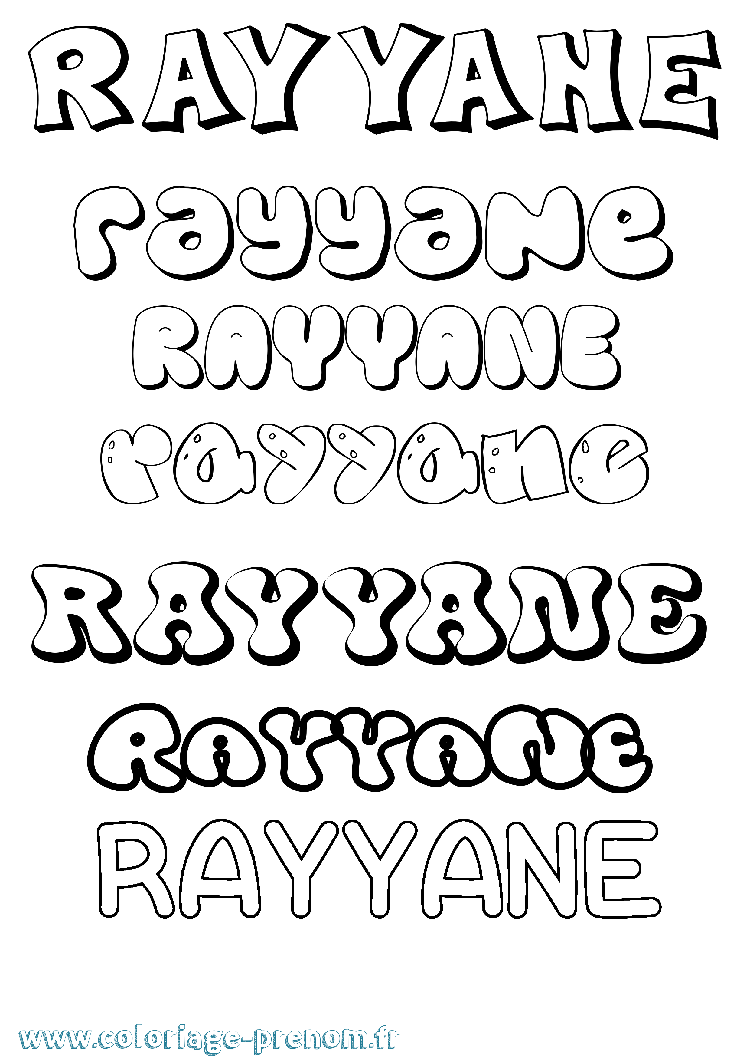Coloriage Rayyane Bubble Coloriage prénom Rayyane Bubble