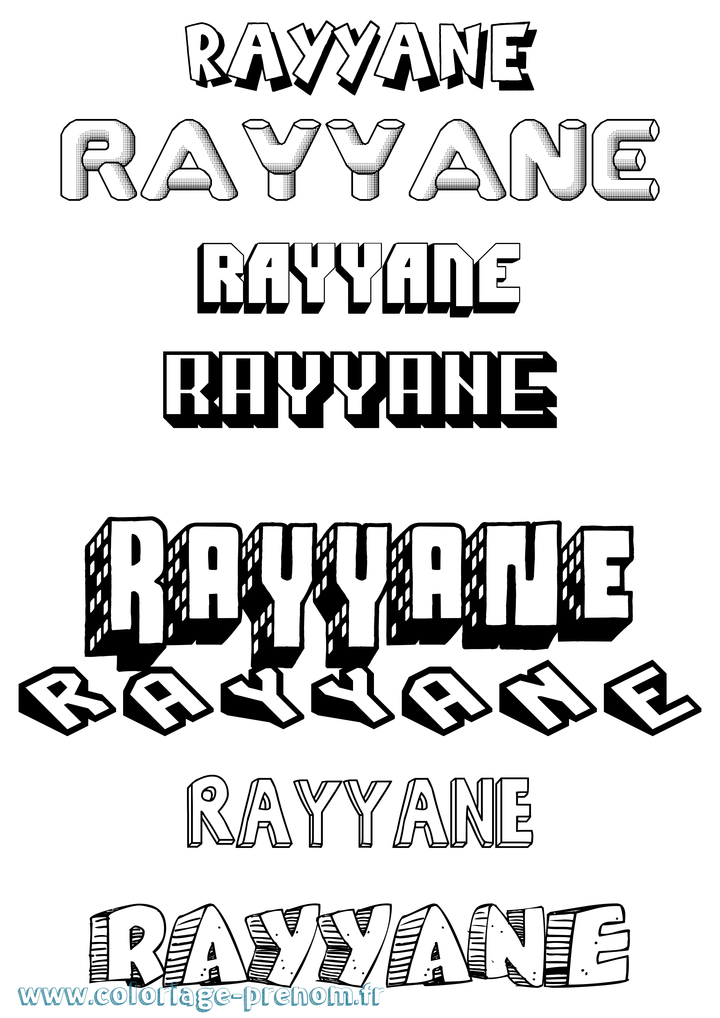 Coloriage Rayyane Effet 3D Coloriage prénom Rayyane Effet 3D