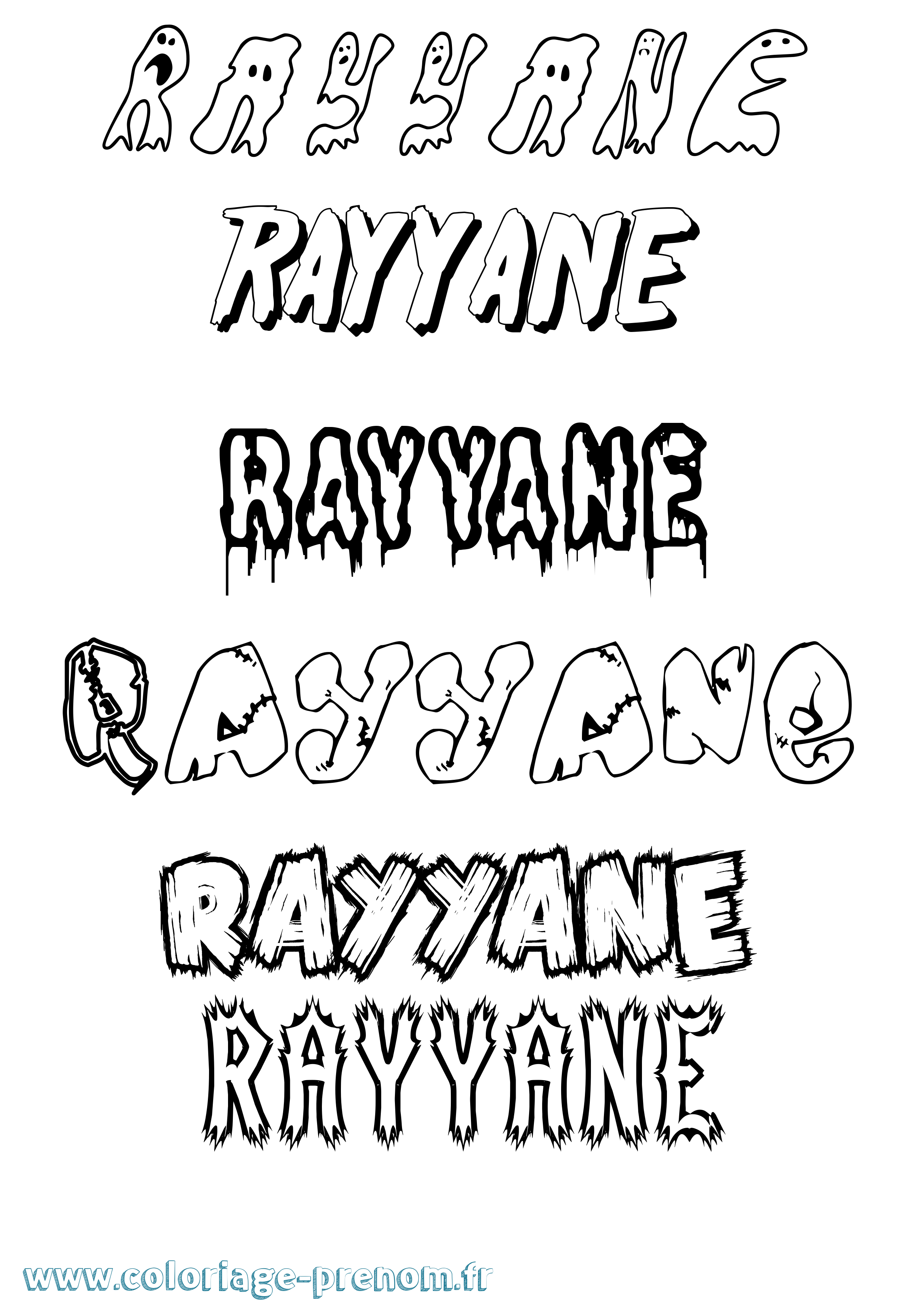 Coloriage Rayyane Frisson Coloriage prénom Rayyane Frisson