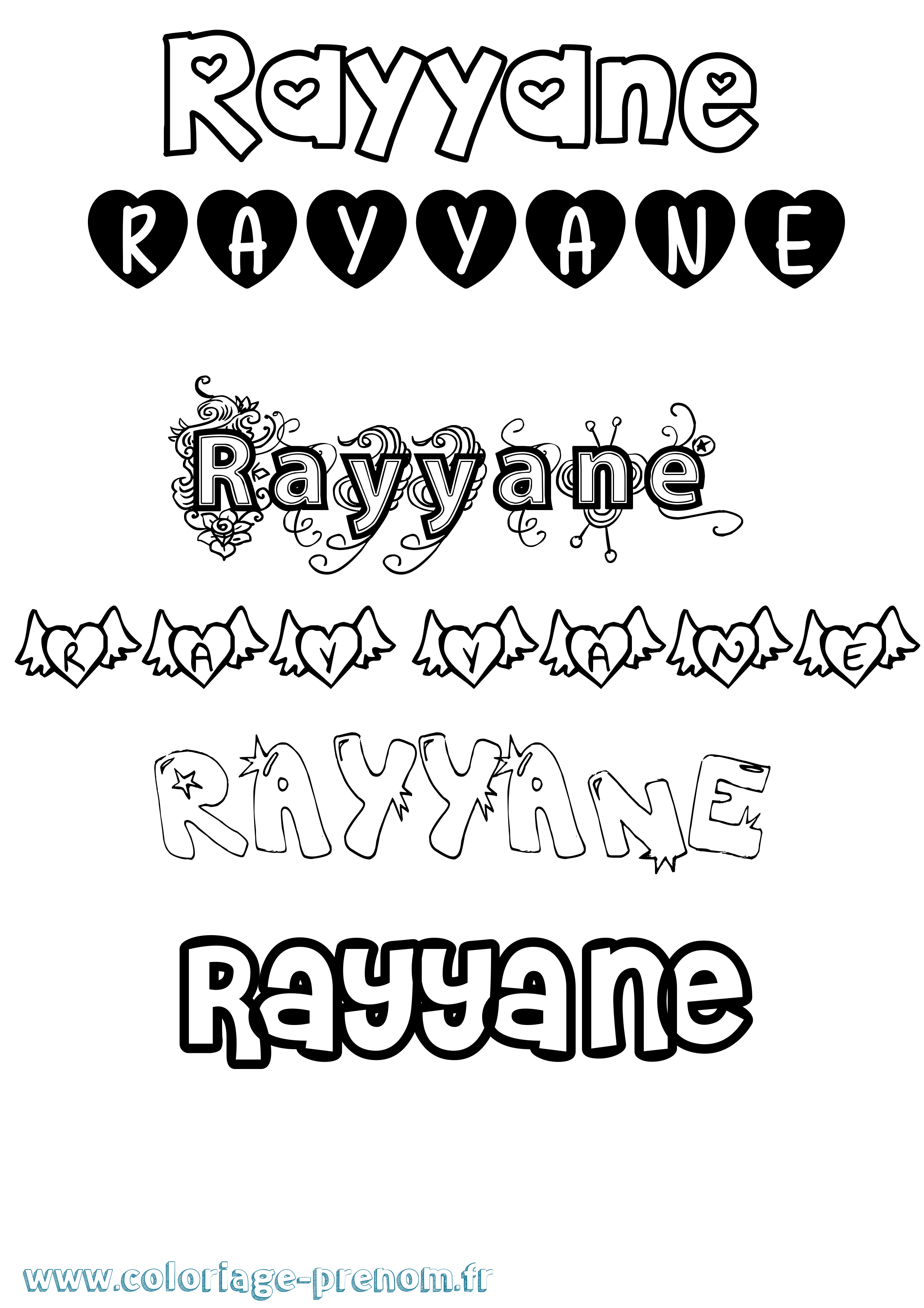 Coloriage Rayyane Girly Coloriage prénom Rayyane Girly