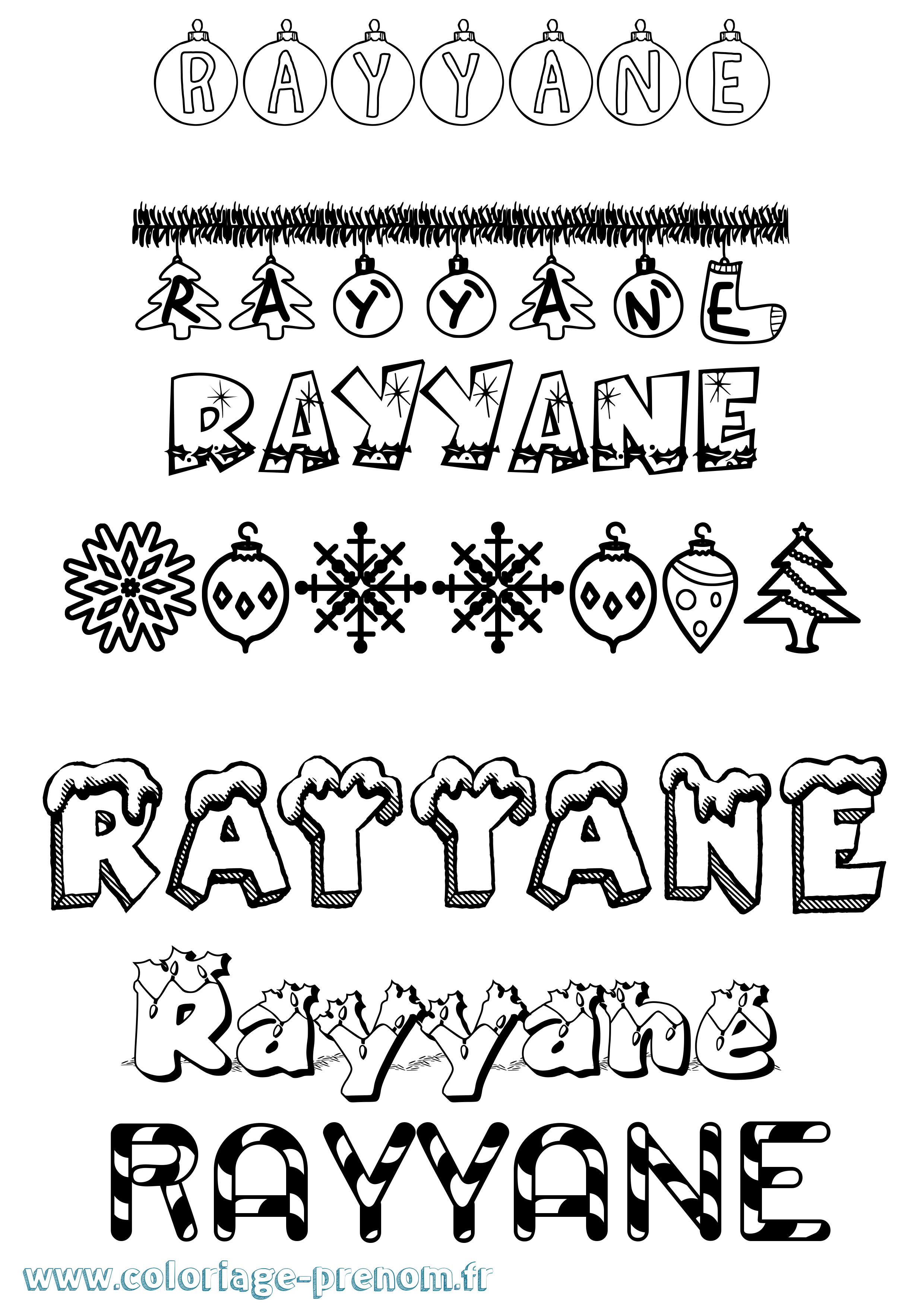 Coloriage Rayyane Noël Coloriage prénom Rayyane Noël
