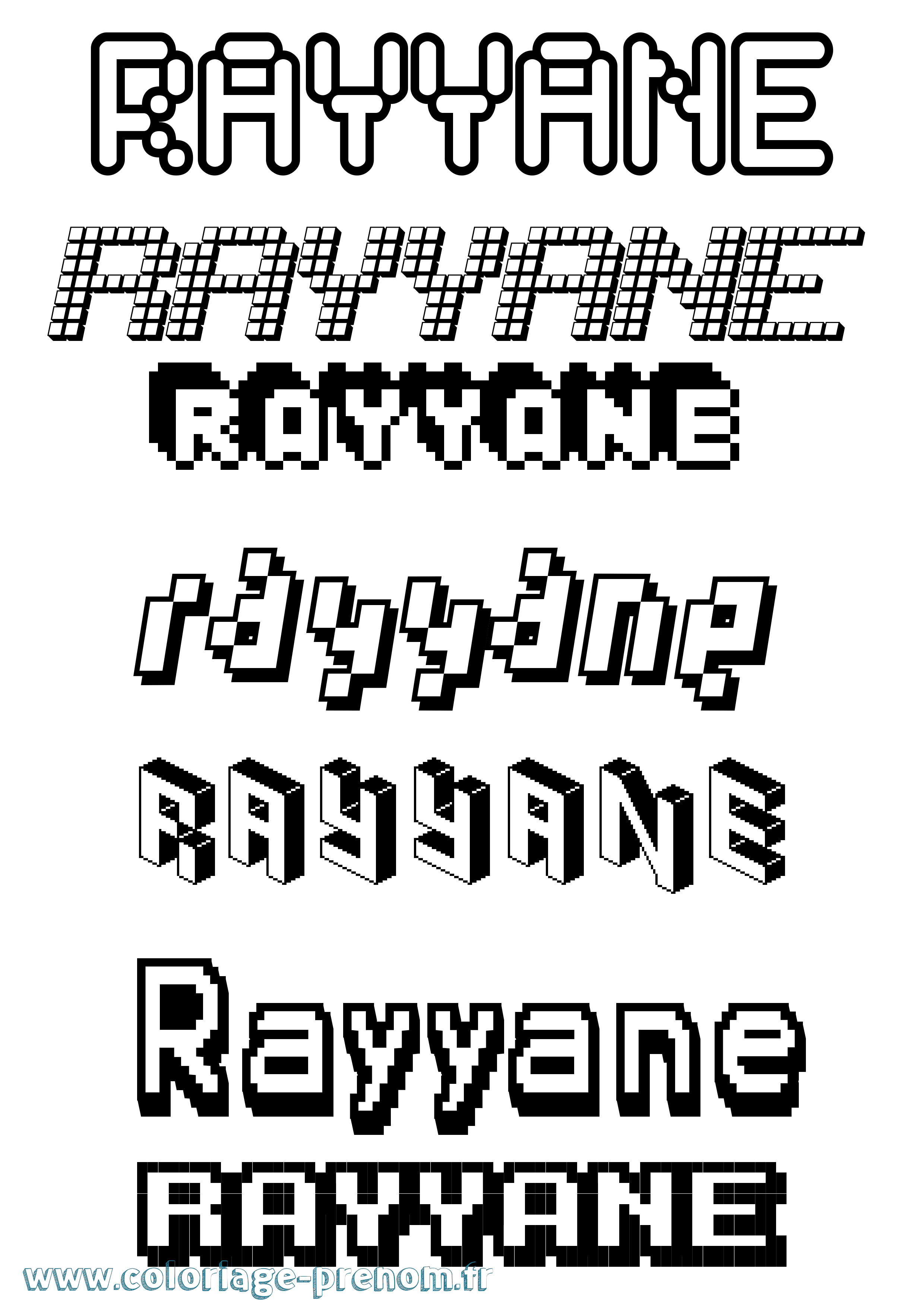 Coloriage Rayyane Pixel Coloriage prénom Rayyane Pixel