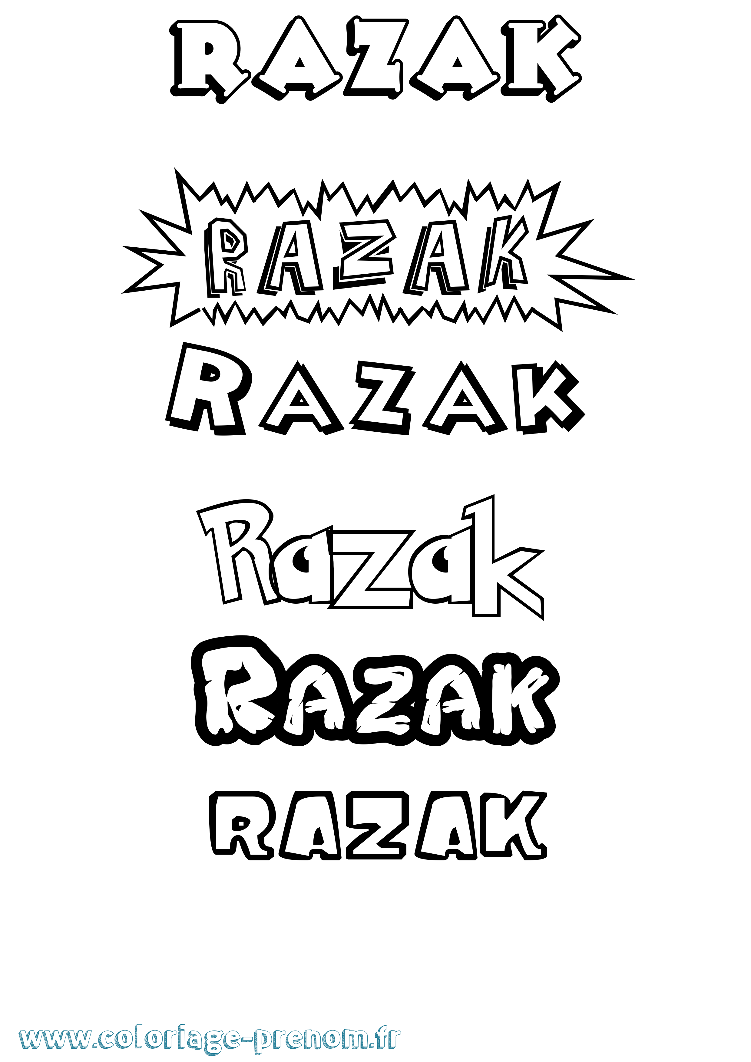 Coloriage Razak Dessin Animé Coloriage prénom Razak Dessin Animé