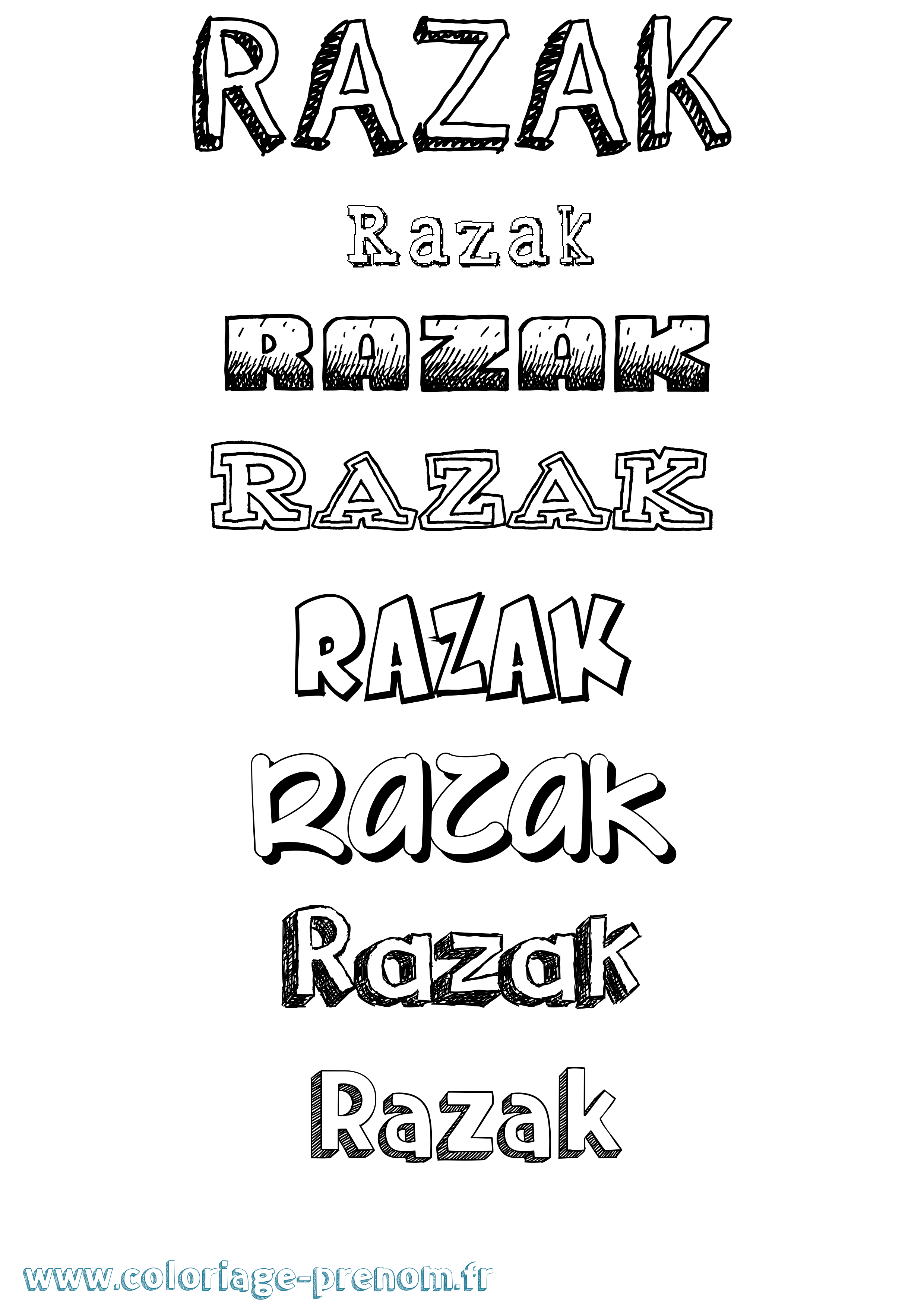 Coloriage Razak Dessiné Coloriage prénom Razak Dessiné