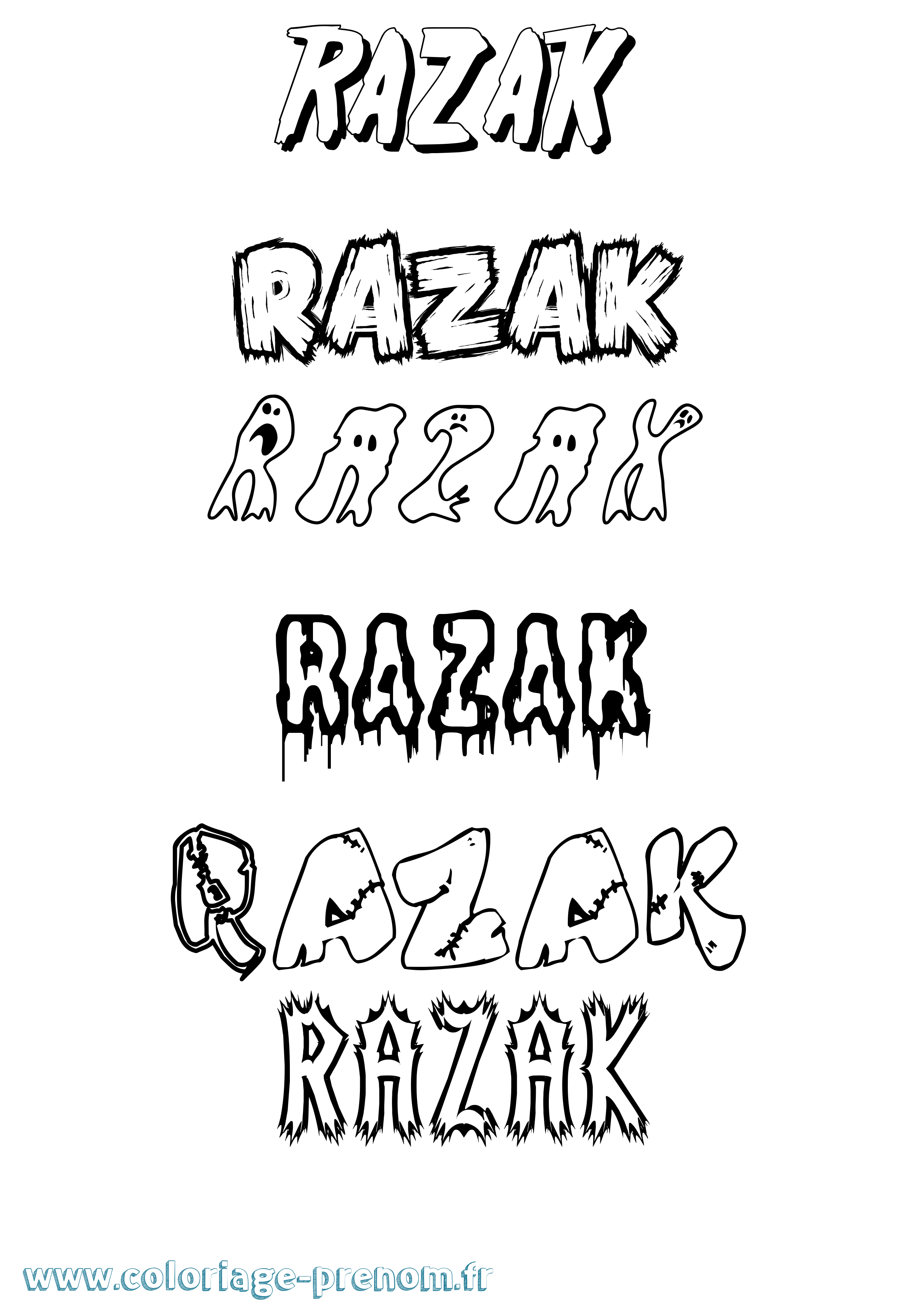 Coloriage Razak Frisson Coloriage prénom Razak Frisson