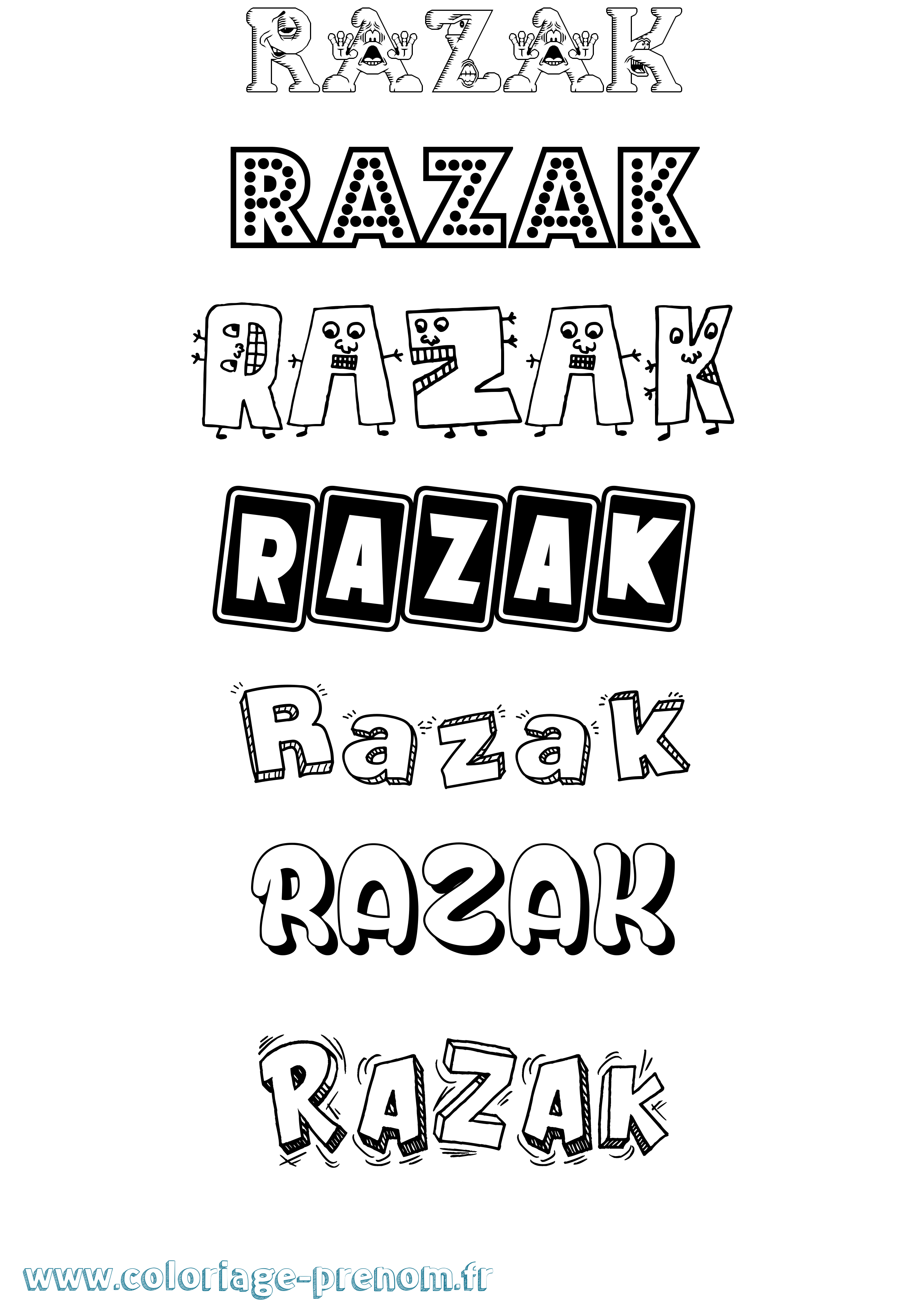 Coloriage Razak Fun Coloriage prénom Razak Fun