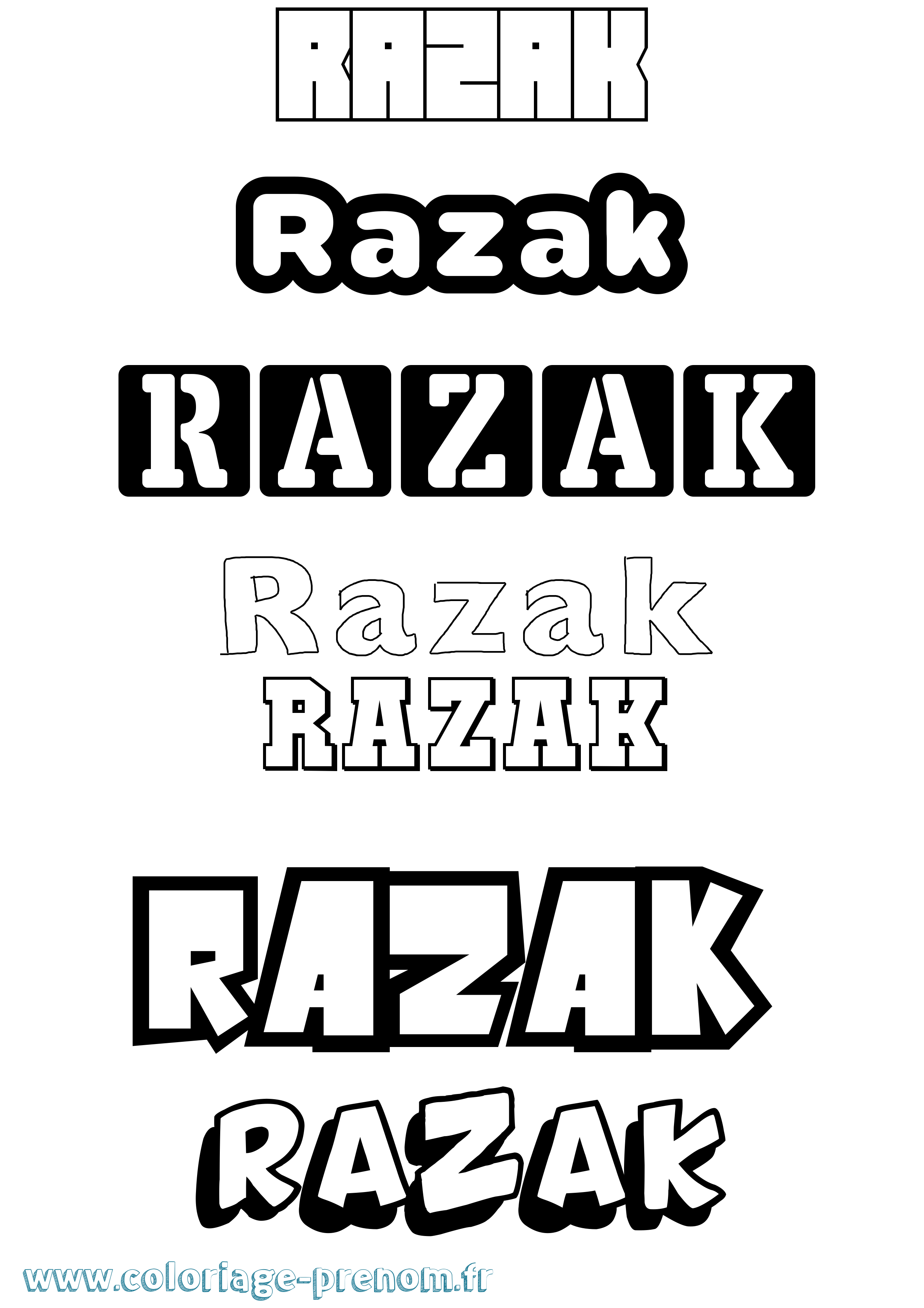 Coloriage Razak Simple Coloriage prénom Razak Simple
