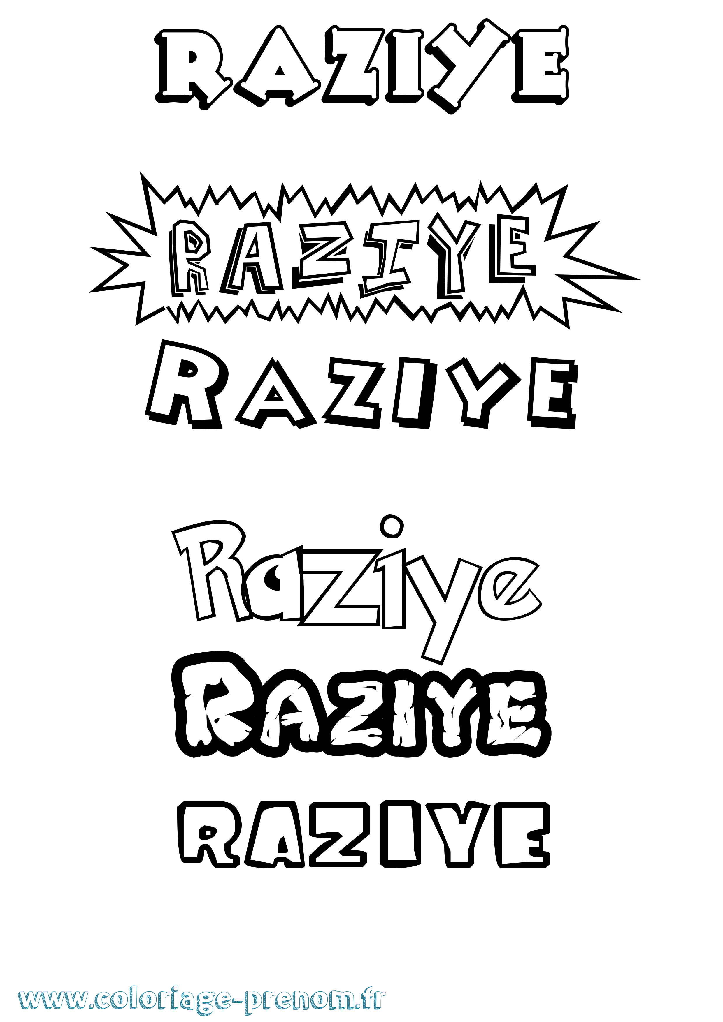 Coloriage Raziye Dessin Animé Coloriage prénom Raziye Dessin Animé