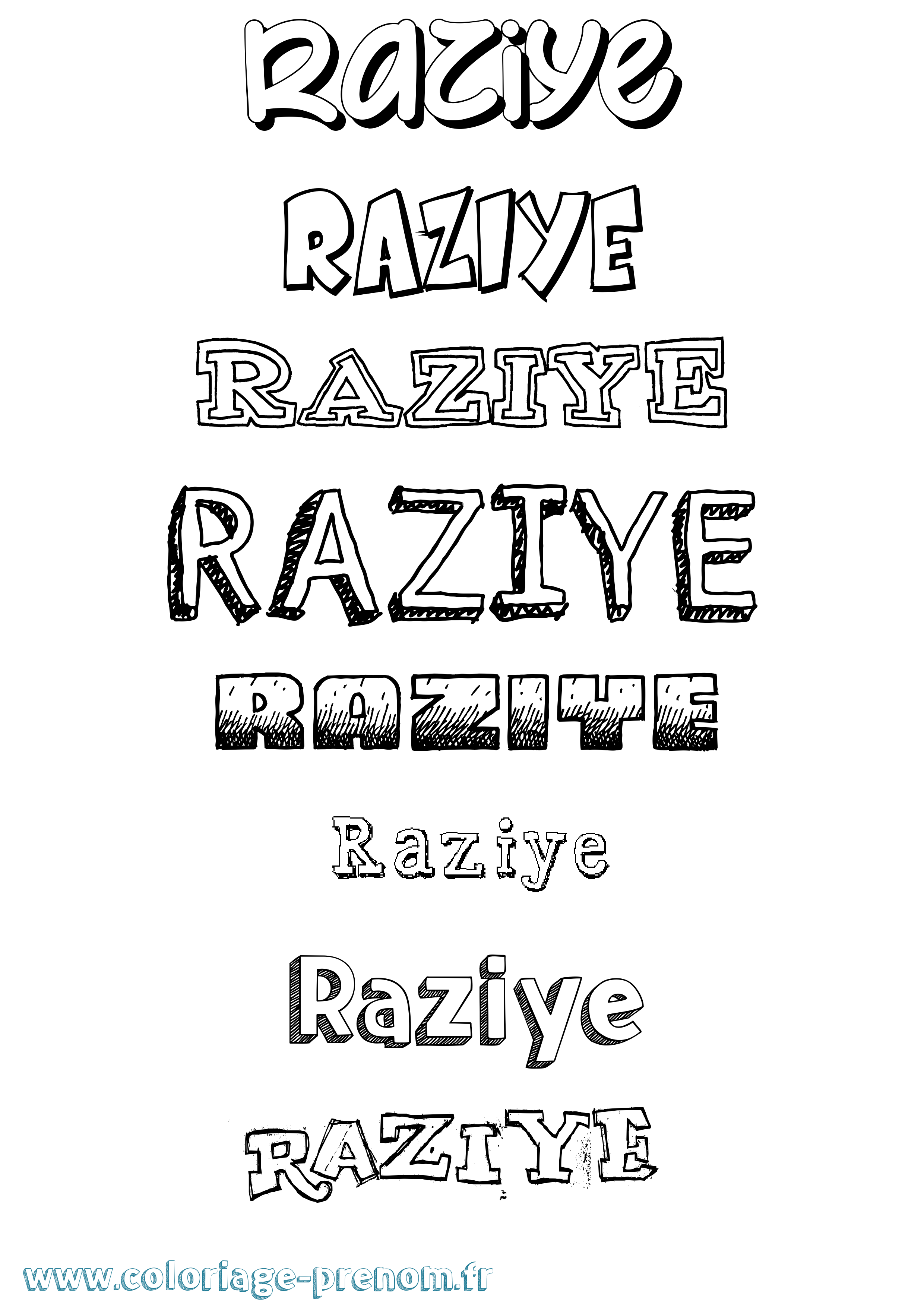 Coloriage Raziye Dessiné Coloriage prénom Raziye Dessiné